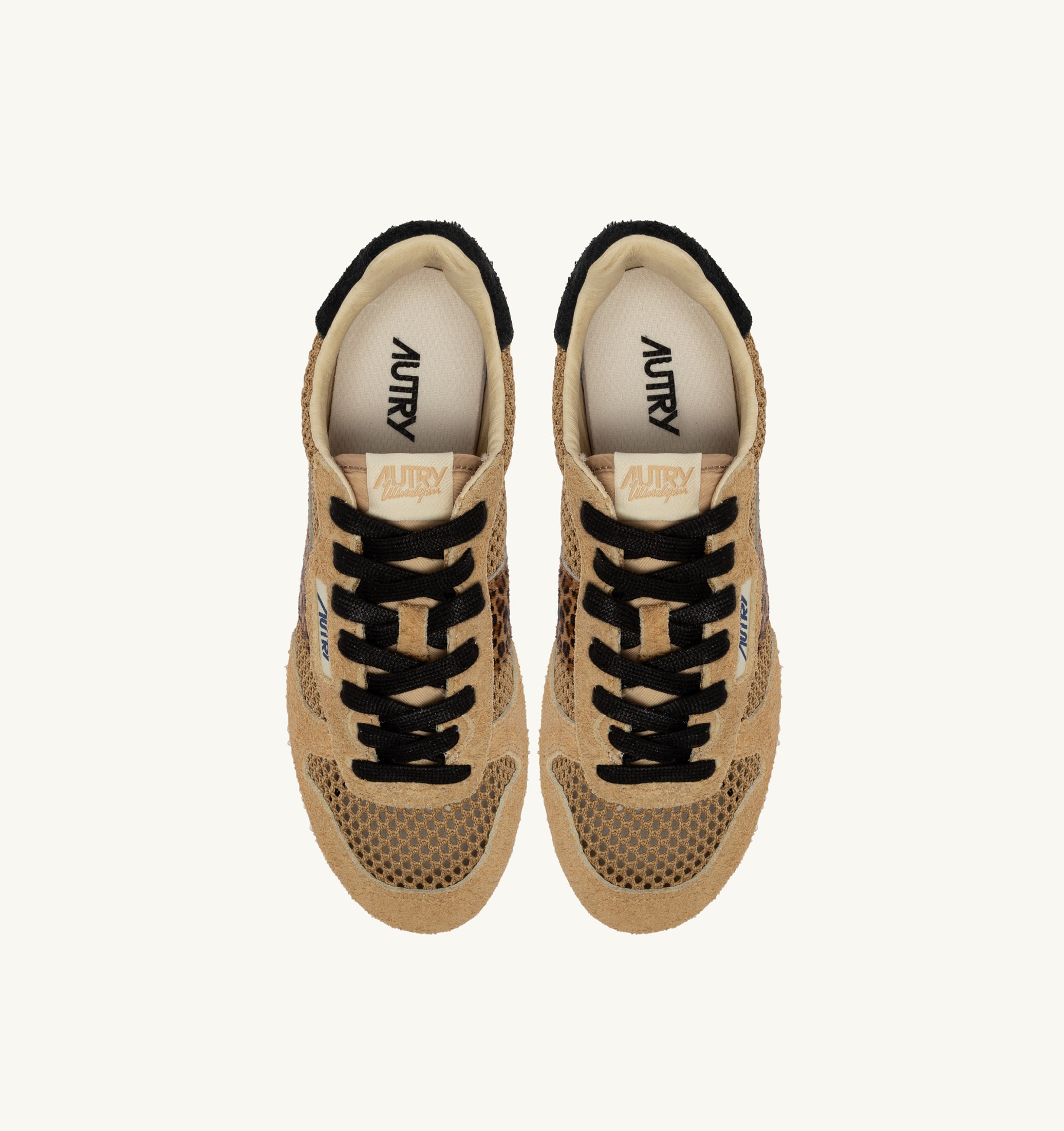 SNEAKERS WINDSPIN IN MESH E SUEDE TRENCH LEOPARD E NERO