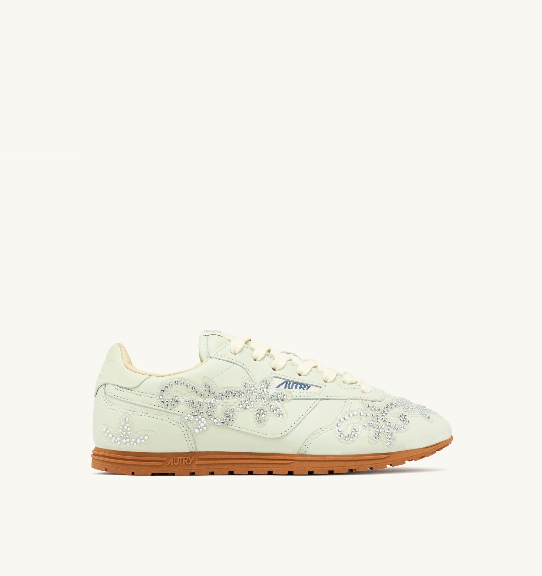 SNEAKERS WINDSPIN IN PELLE BONE WHITE CON APPLICAZIONI
