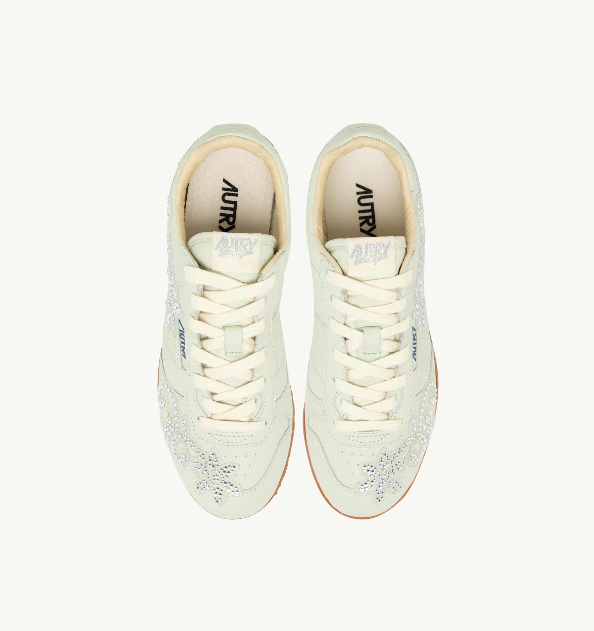 SNEAKERS WINDSPIN IN PELLE BONE WHITE CON APPLICAZIONI