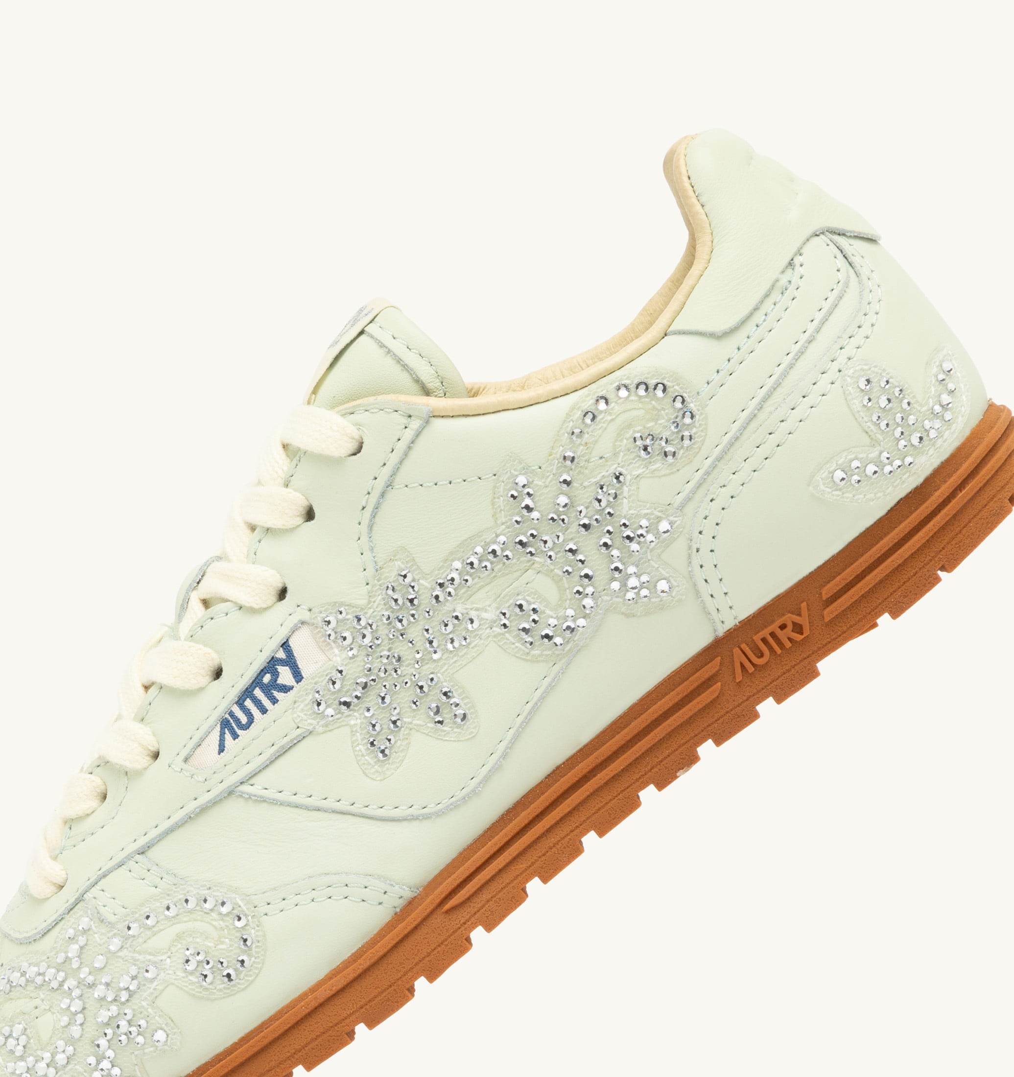 SNEAKERS WINDSPIN IN PELLE BONE WHITE CON APPLICAZIONI