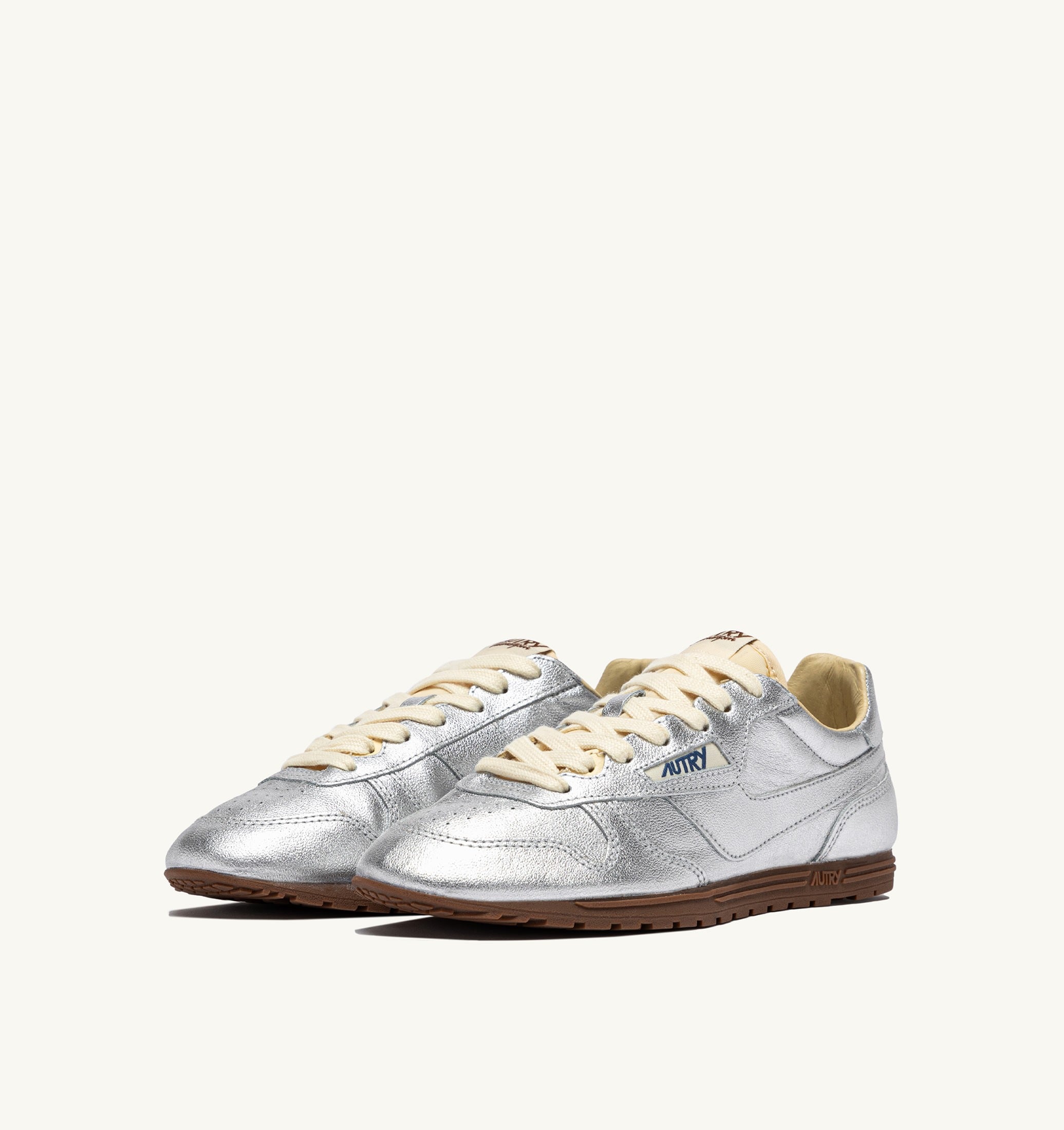 SNEAKERS WINDSPIN IN PELLE LAMINATA ARGENTO