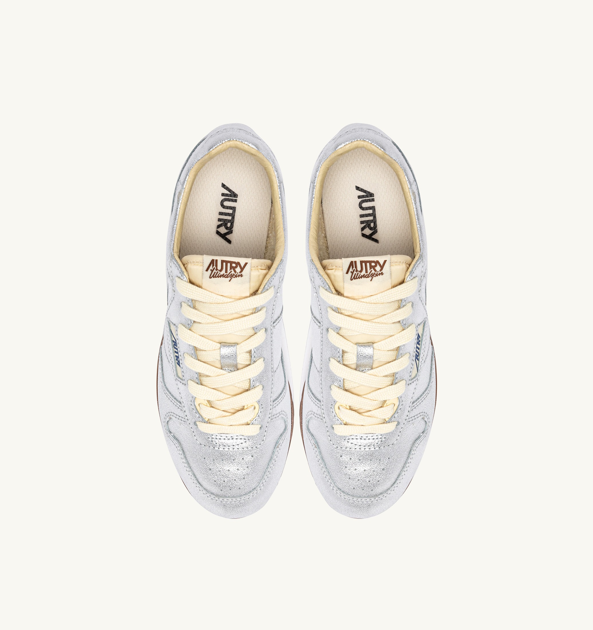 SNEAKERS WINDSPIN IN PELLE LAMINATA ARGENTO