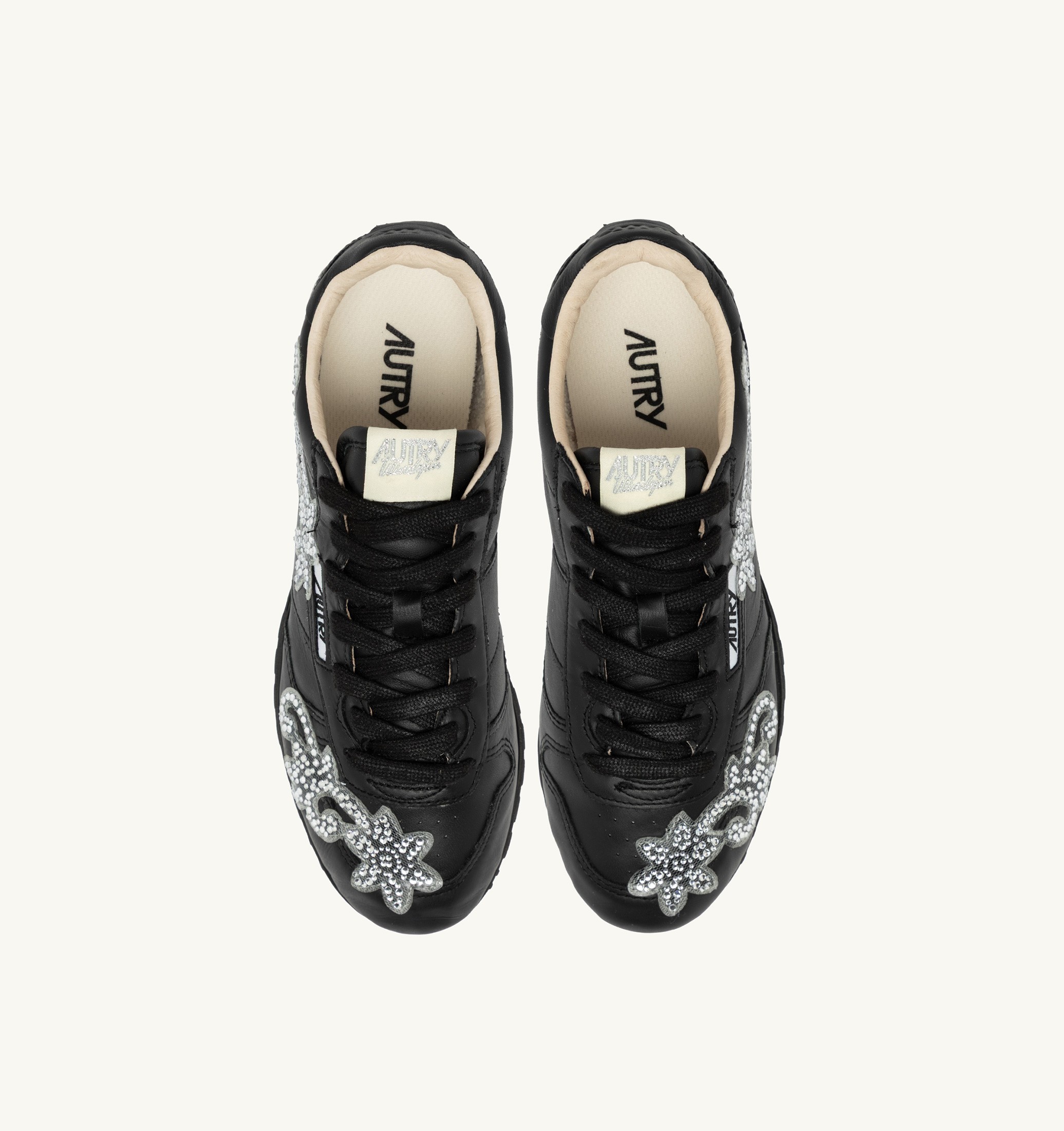 SNEAKERS WINDSPIN IN PELLE NERA CON APPLICAZIONI
