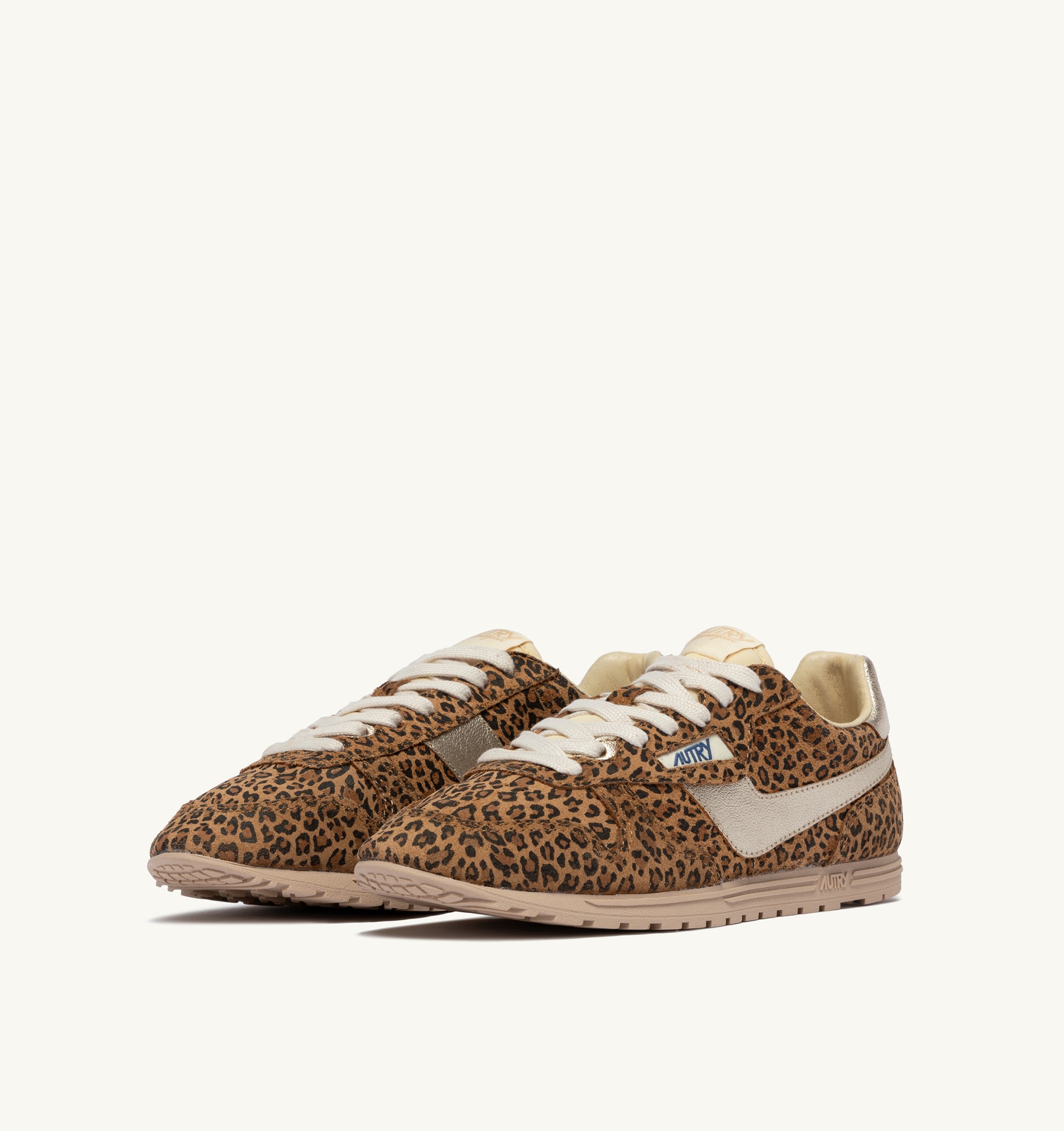 SNEAKERS WINDSPIN IN SUEDE E PELLE LEOPARD E PLATINO