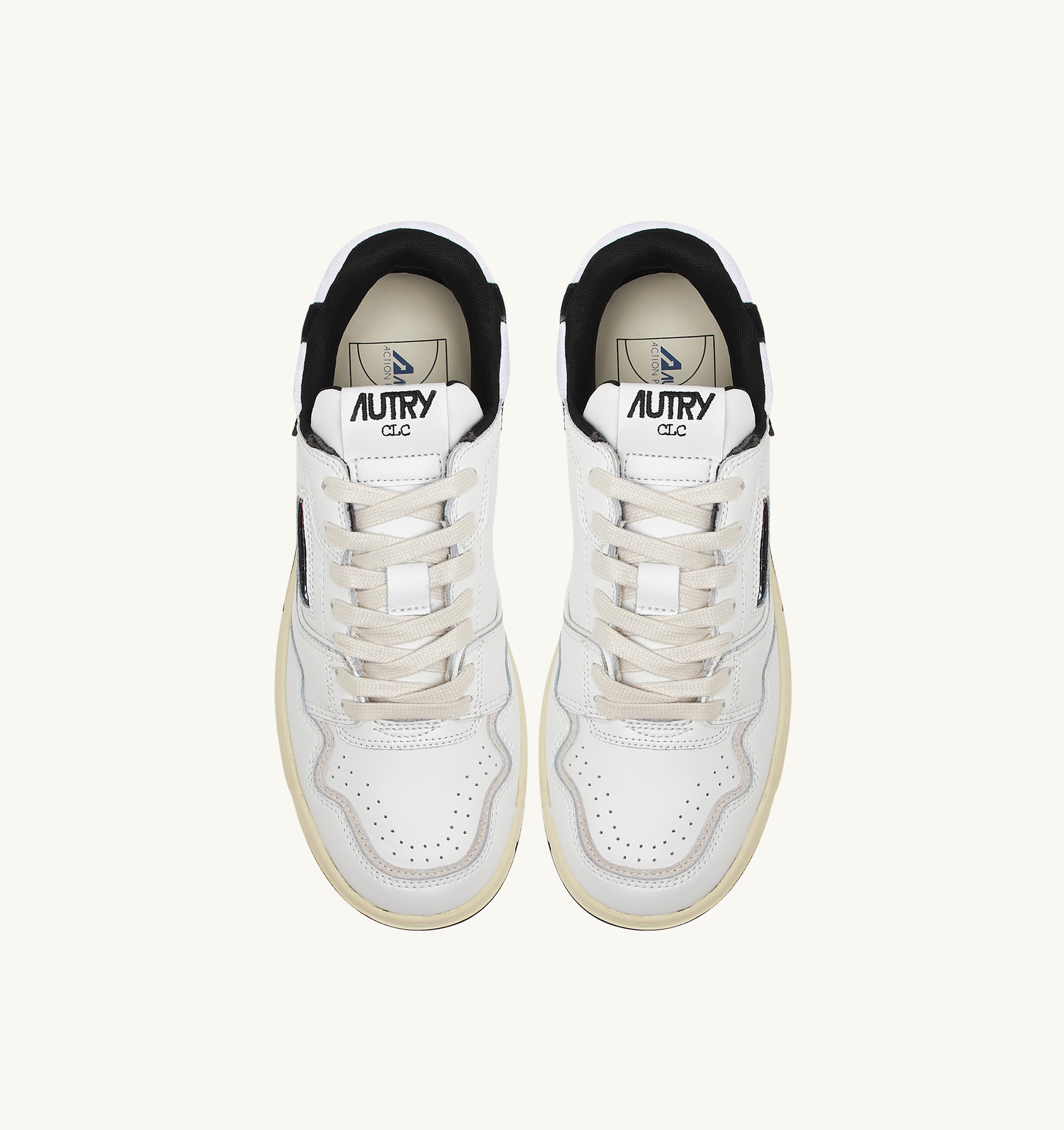 SNEAKERS CLC LOW IN PELLE BIANCA E SUEDE NERA