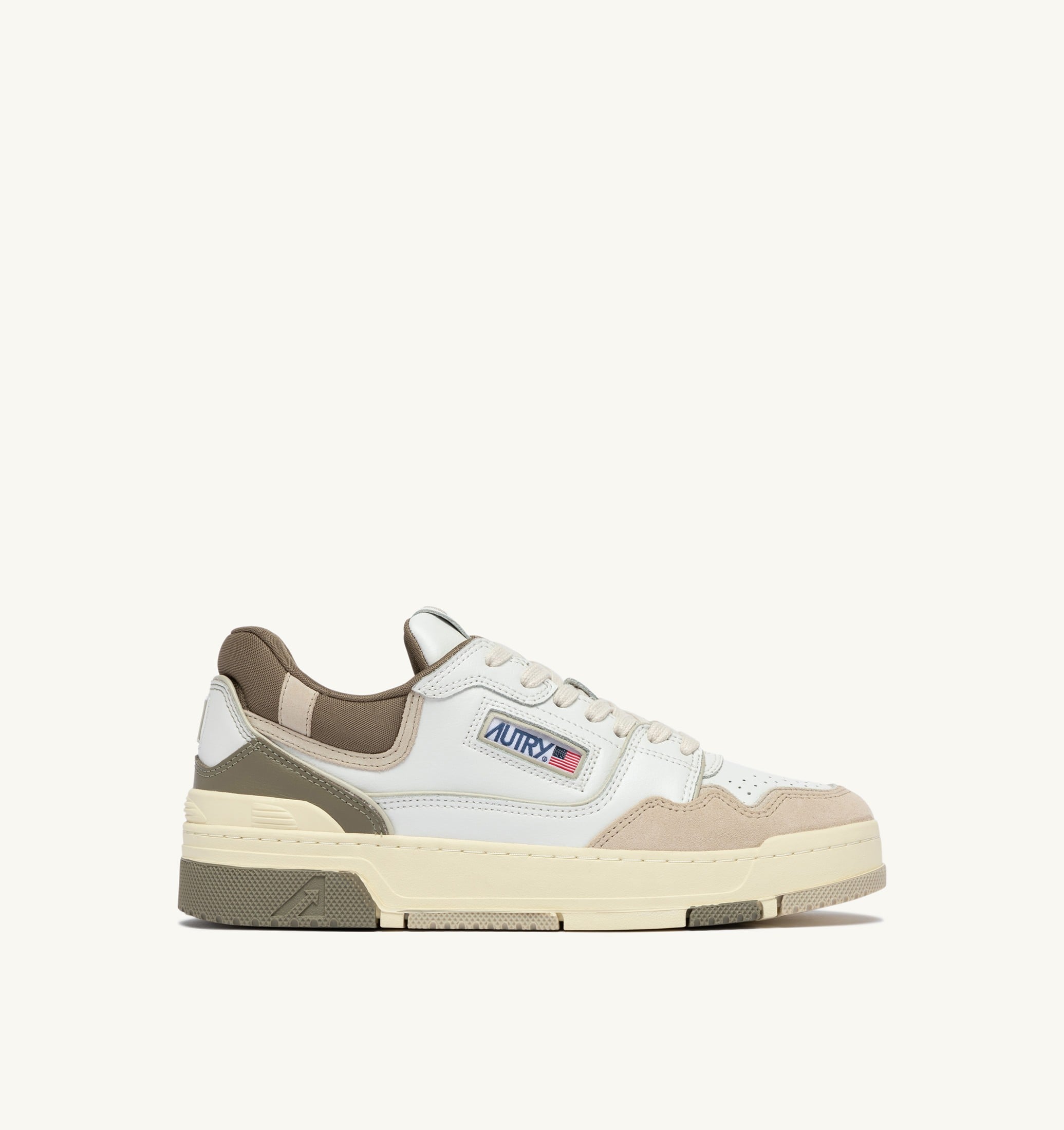 SNEAKERS CLC LOW IN PELLE E SUEDE BIANCO PELICAN E COVERT GREEN
