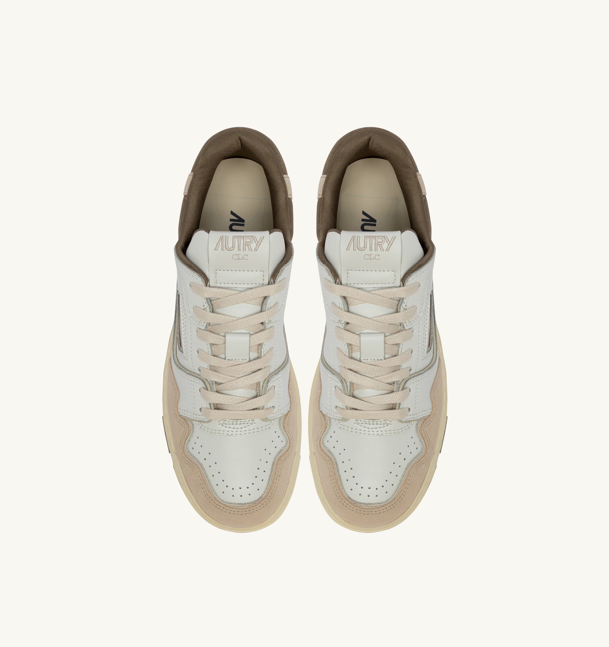 SNEAKERS CLC LOW IN PELLE E SUEDE BIANCO PELICAN E COVERT GREEN