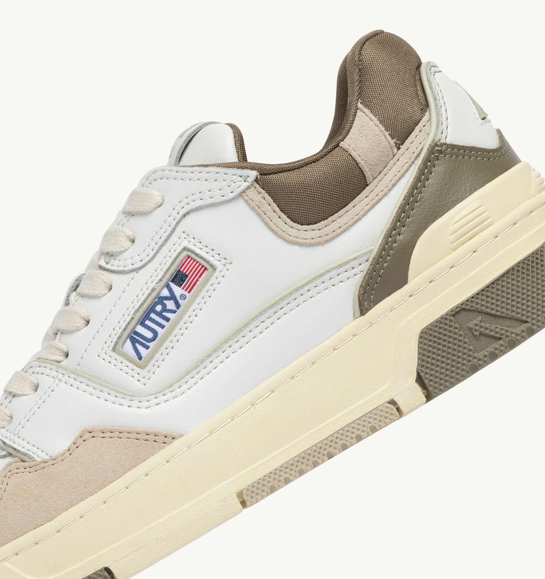 SNEAKERS CLC LOW IN PELLE E SUEDE BIANCO PELICAN E COVERT GREEN