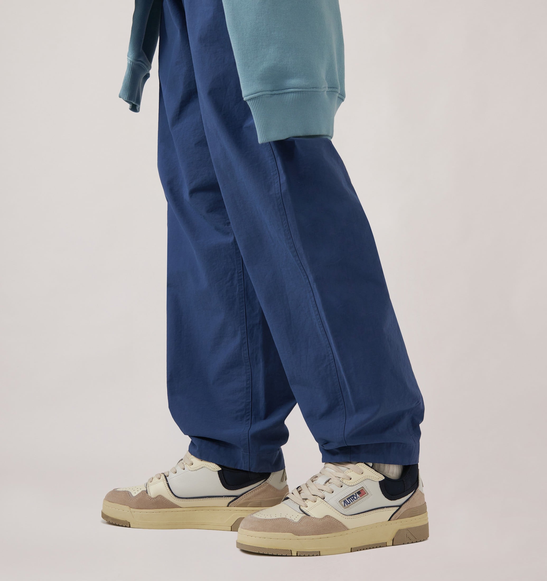 SNEAKERS CLC LOW IN PELLE E SUEDE BIANCO SAND E SPACE BLUE