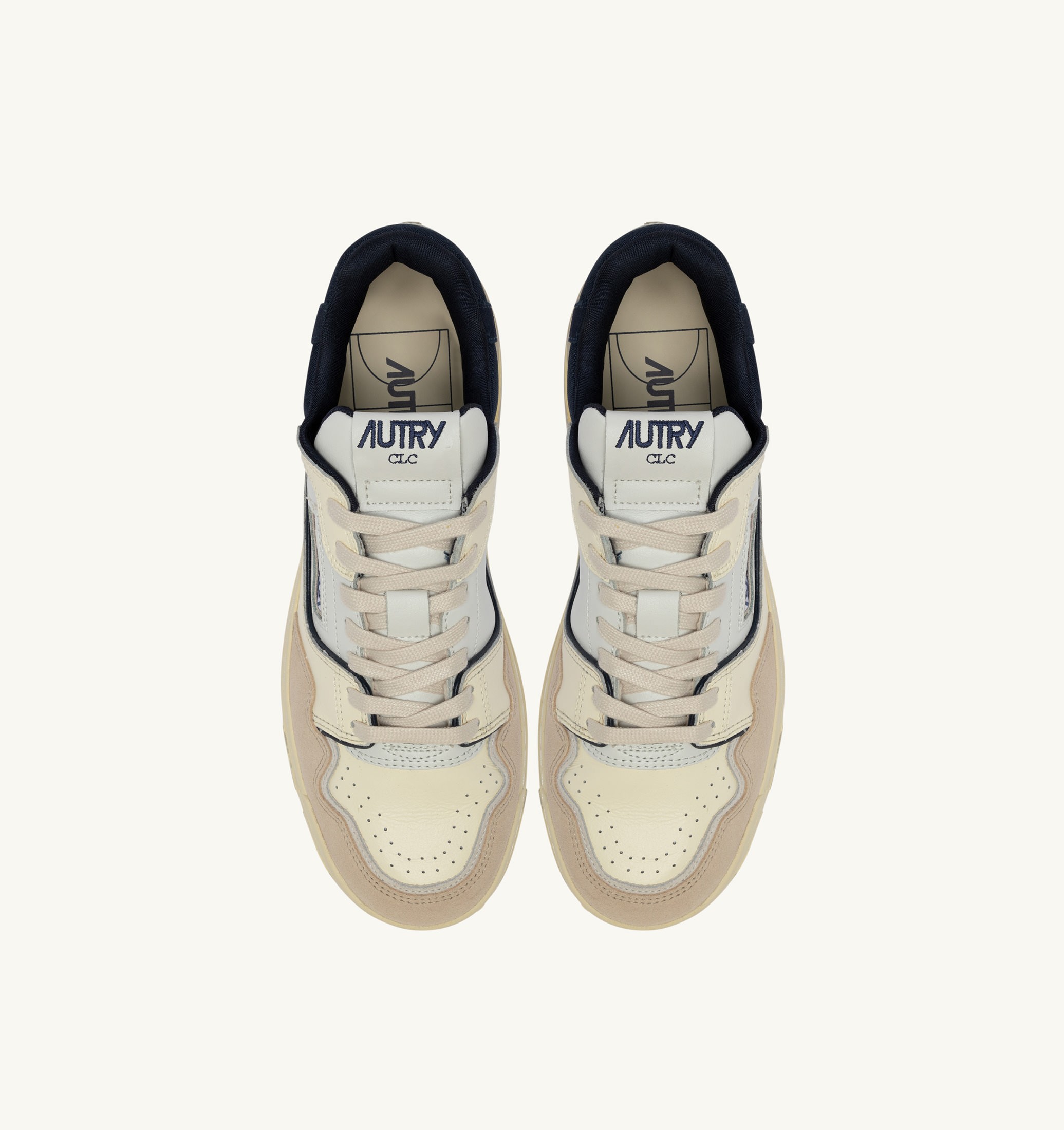 SNEAKERS CLC LOW IN PELLE E SUEDE BIANCO SAND E SPACE BLUE