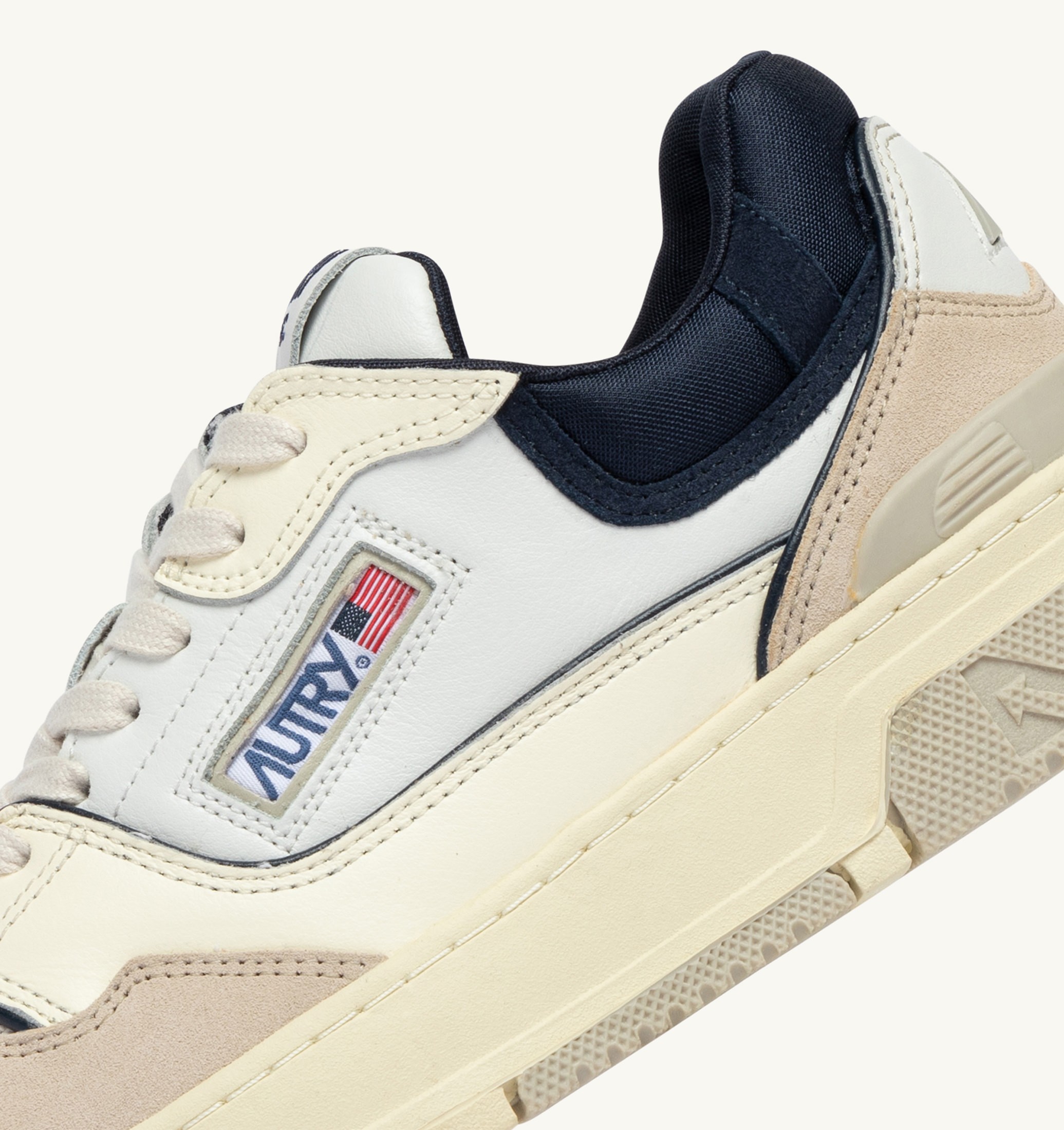 SNEAKERS CLC LOW IN PELLE E SUEDE BIANCO SAND E SPACE BLUE