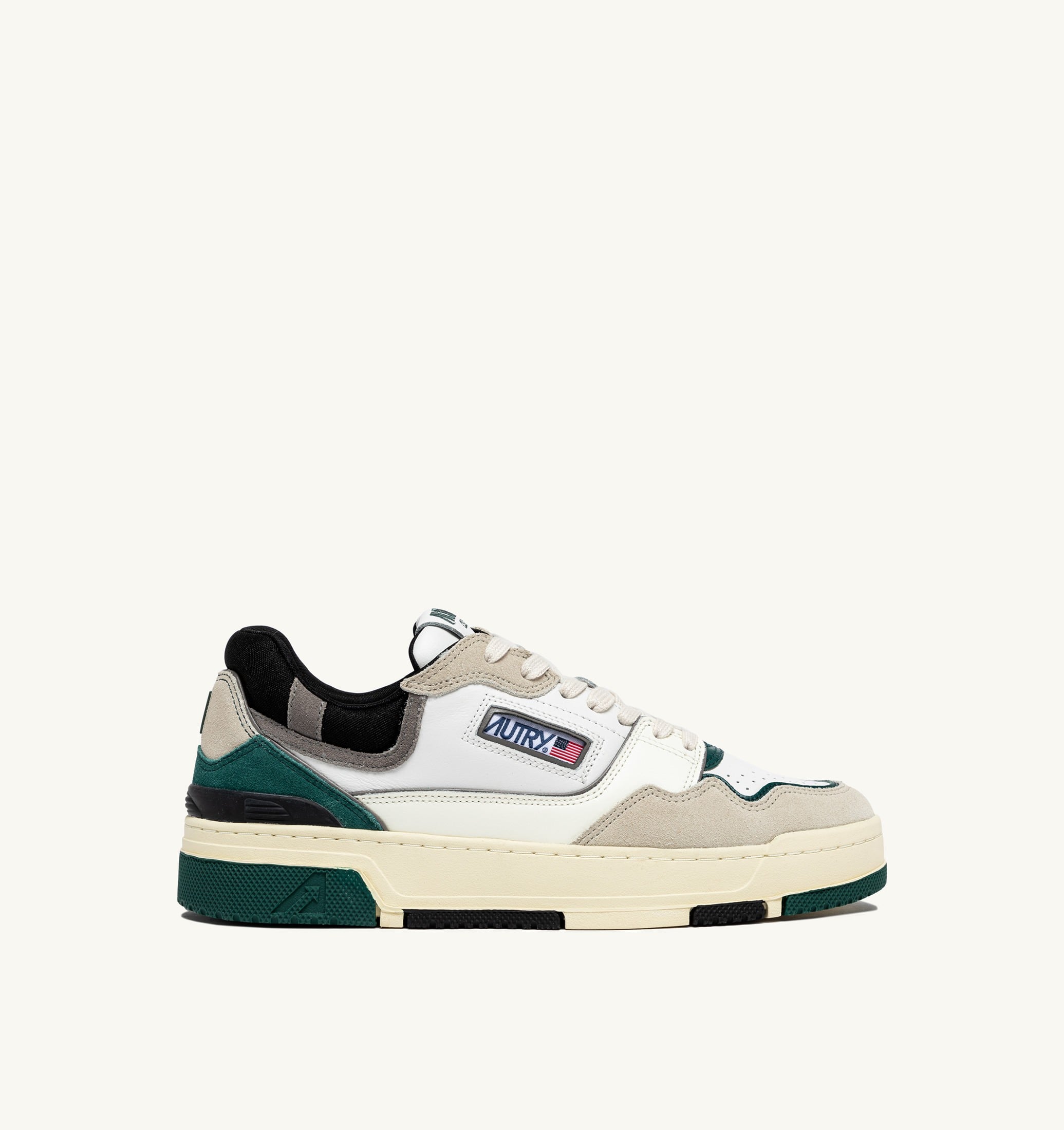 SNEAKERS CLC LOW IN SUEDE E PELLE BIANCA E FOREST