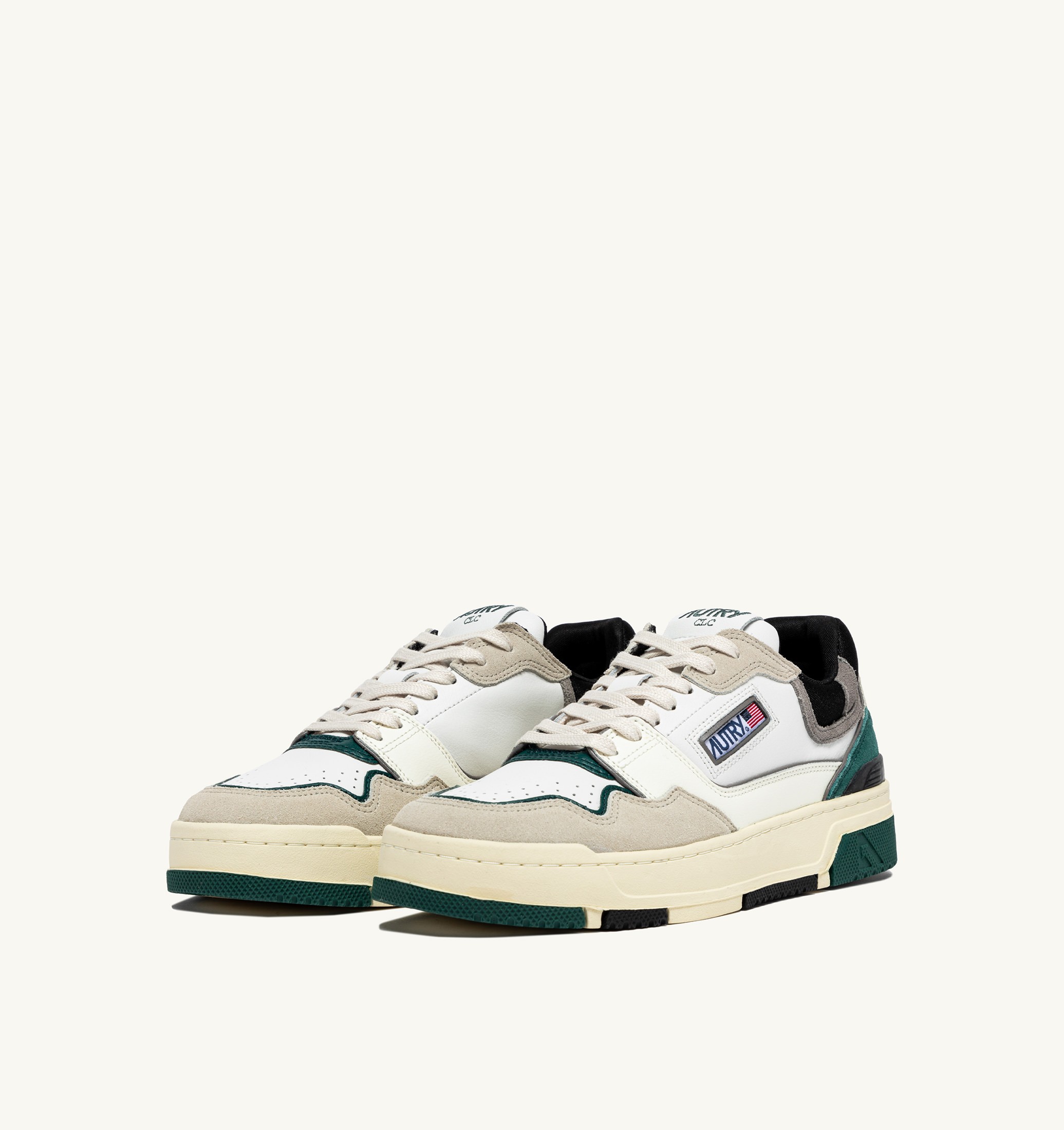 SNEAKERS CLC LOW IN SUEDE E PELLE BIANCA E FOREST