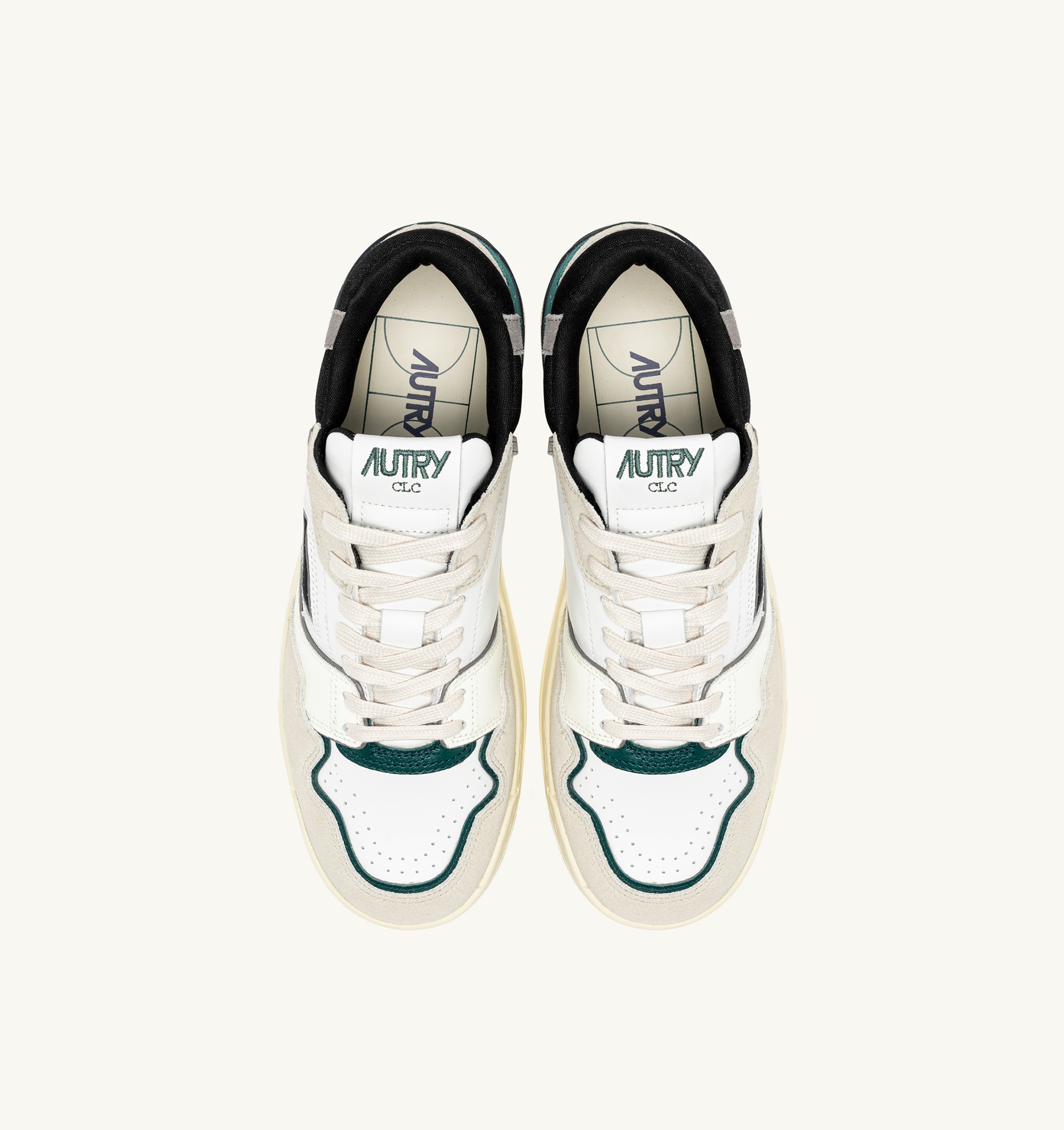 SNEAKERS CLC LOW IN SUEDE E PELLE BIANCA E FOREST
