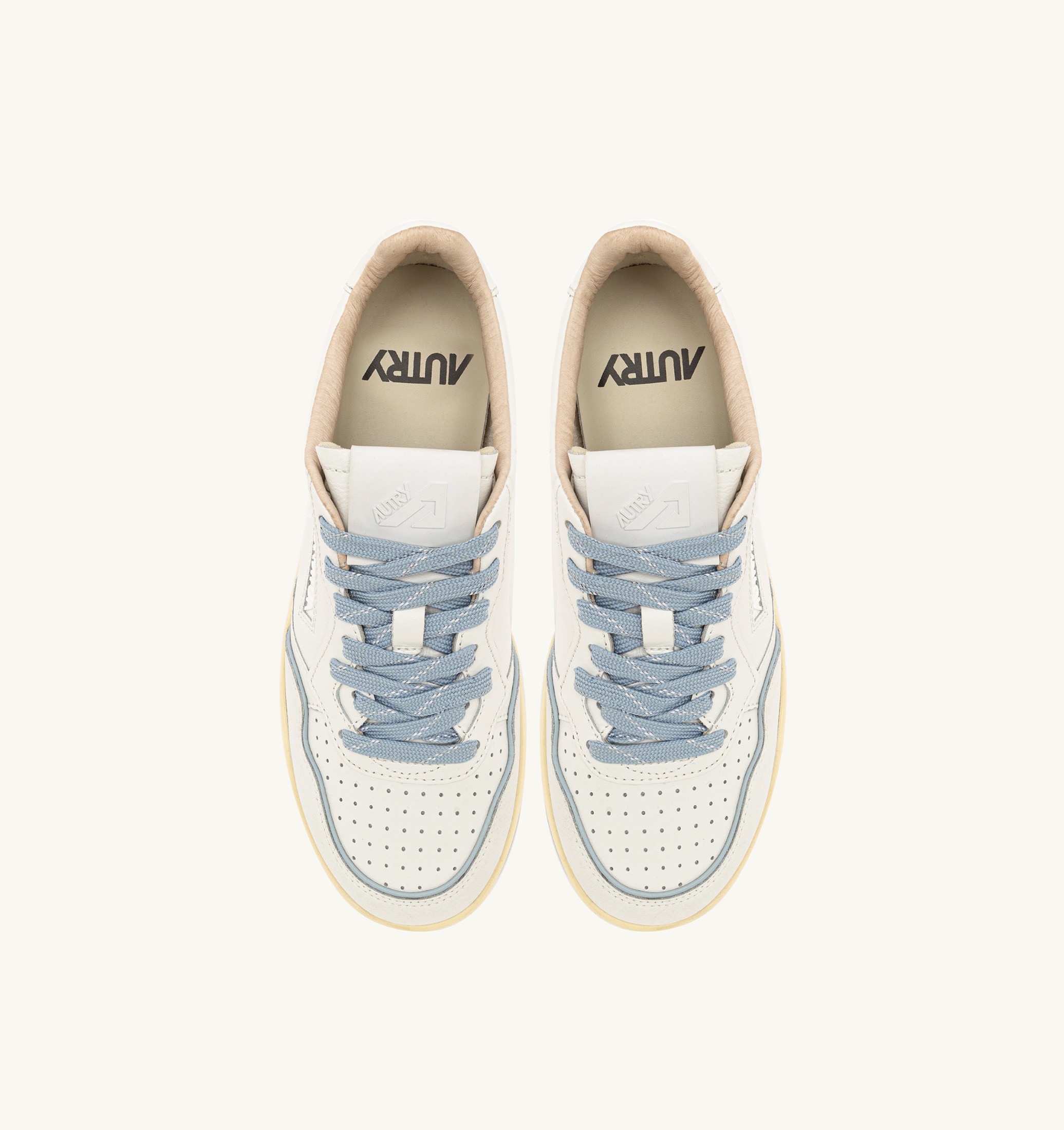 SNEAKERS GOLF LOW IN PELLE BIANCA E PEARL BLUE