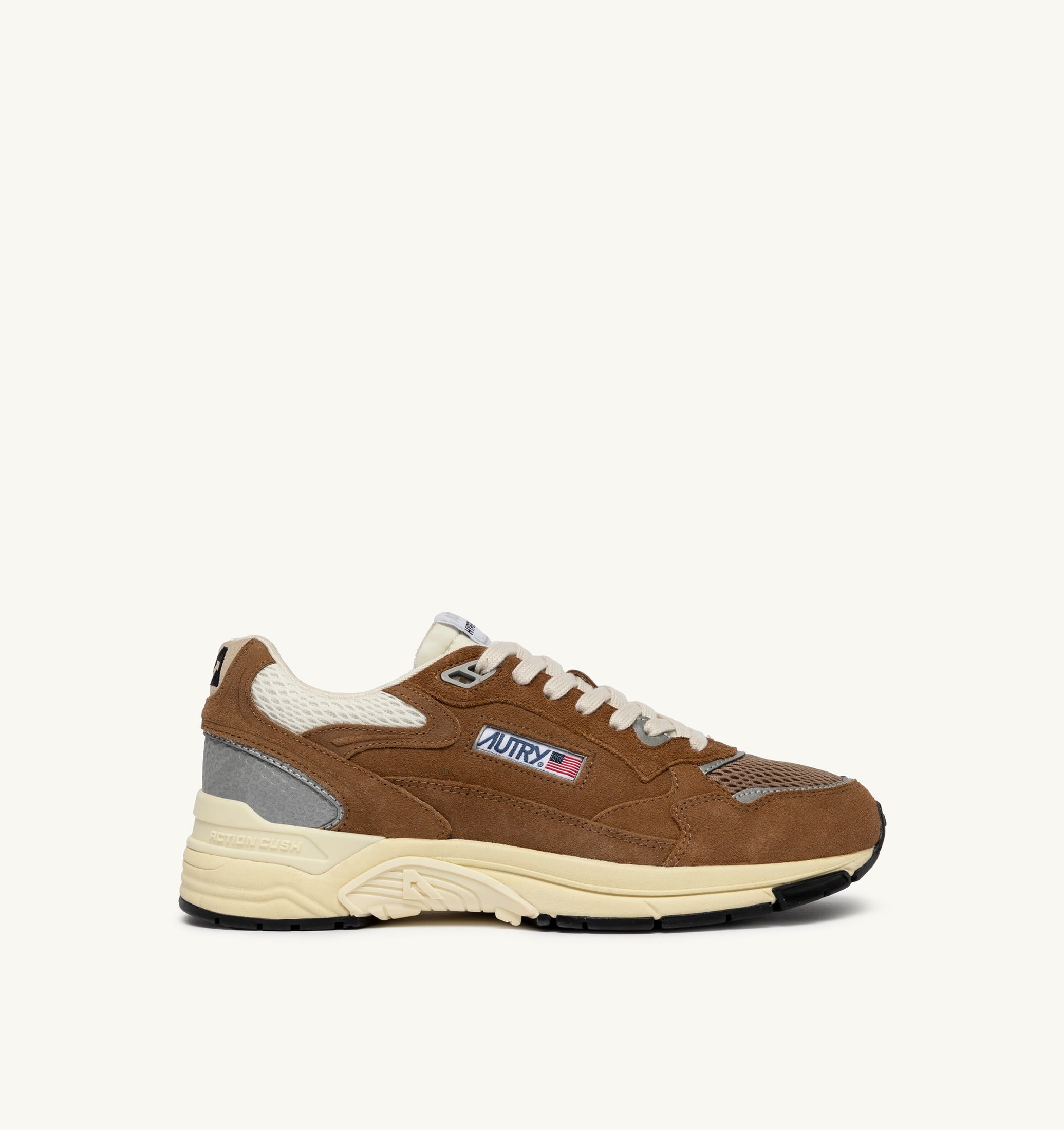 SNEAKERS HYPERWAY IN MESH E SUEDE CIGAR E ARGENTO