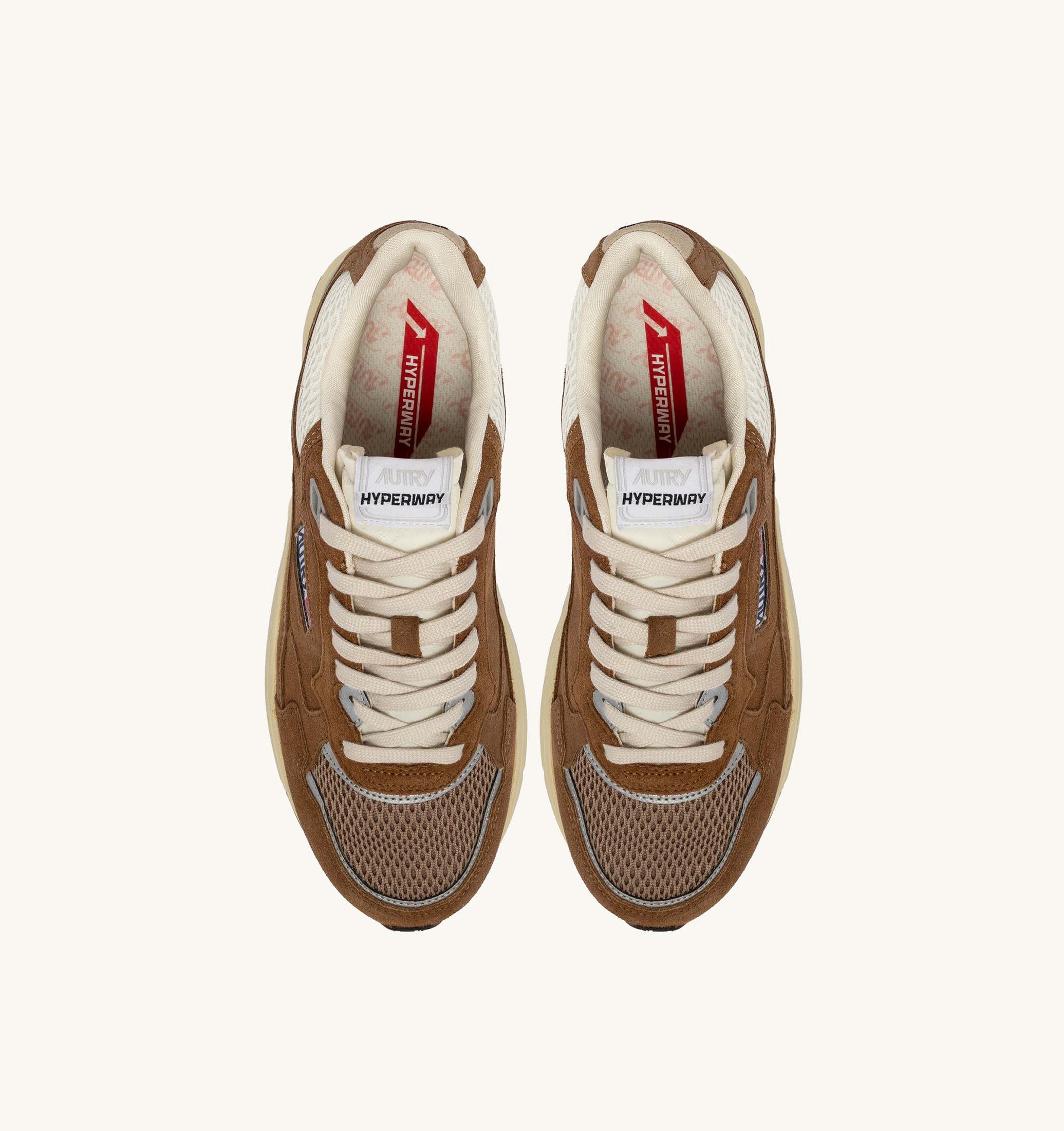 SNEAKERS HYPERWAY IN MESH E SUEDE CIGAR E ARGENTO