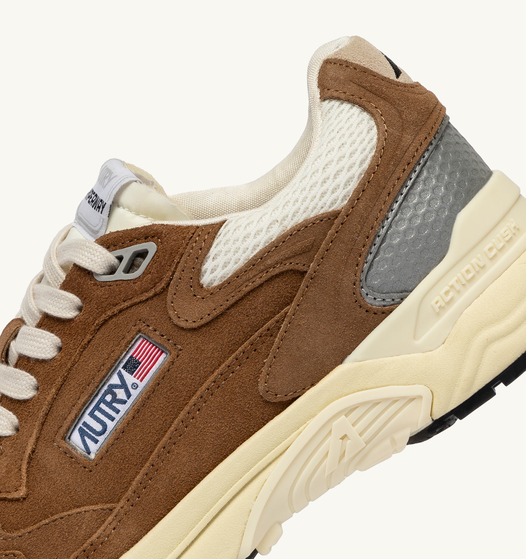 SNEAKERS HYPERWAY IN MESH E SUEDE CIGAR E ARGENTO