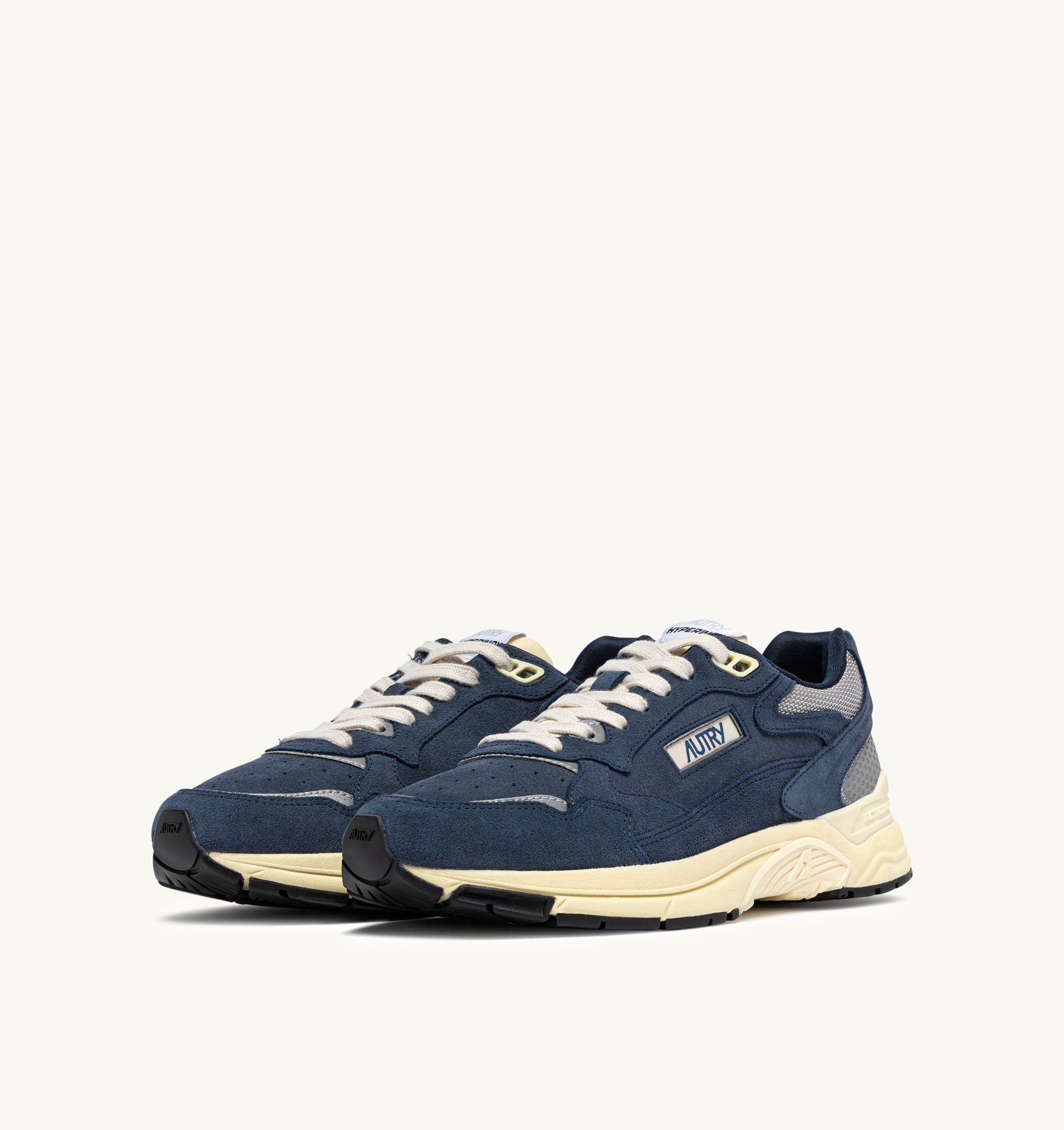 SNEAKERS HYPERWAY IN MESH E SUEDE DENIM E ARGENTO
