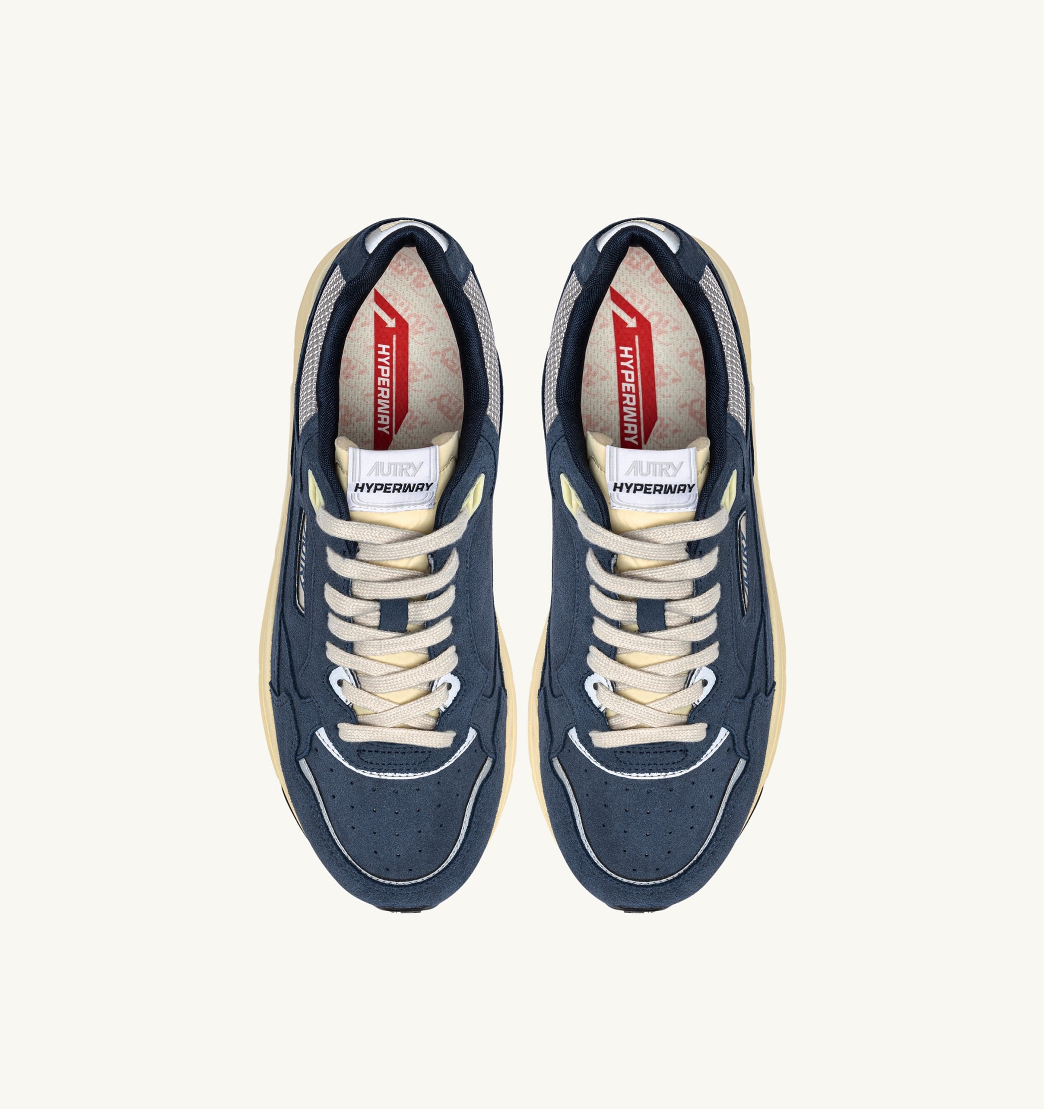 SNEAKERS HYPERWAY IN MESH E SUEDE DENIM E ARGENTO
