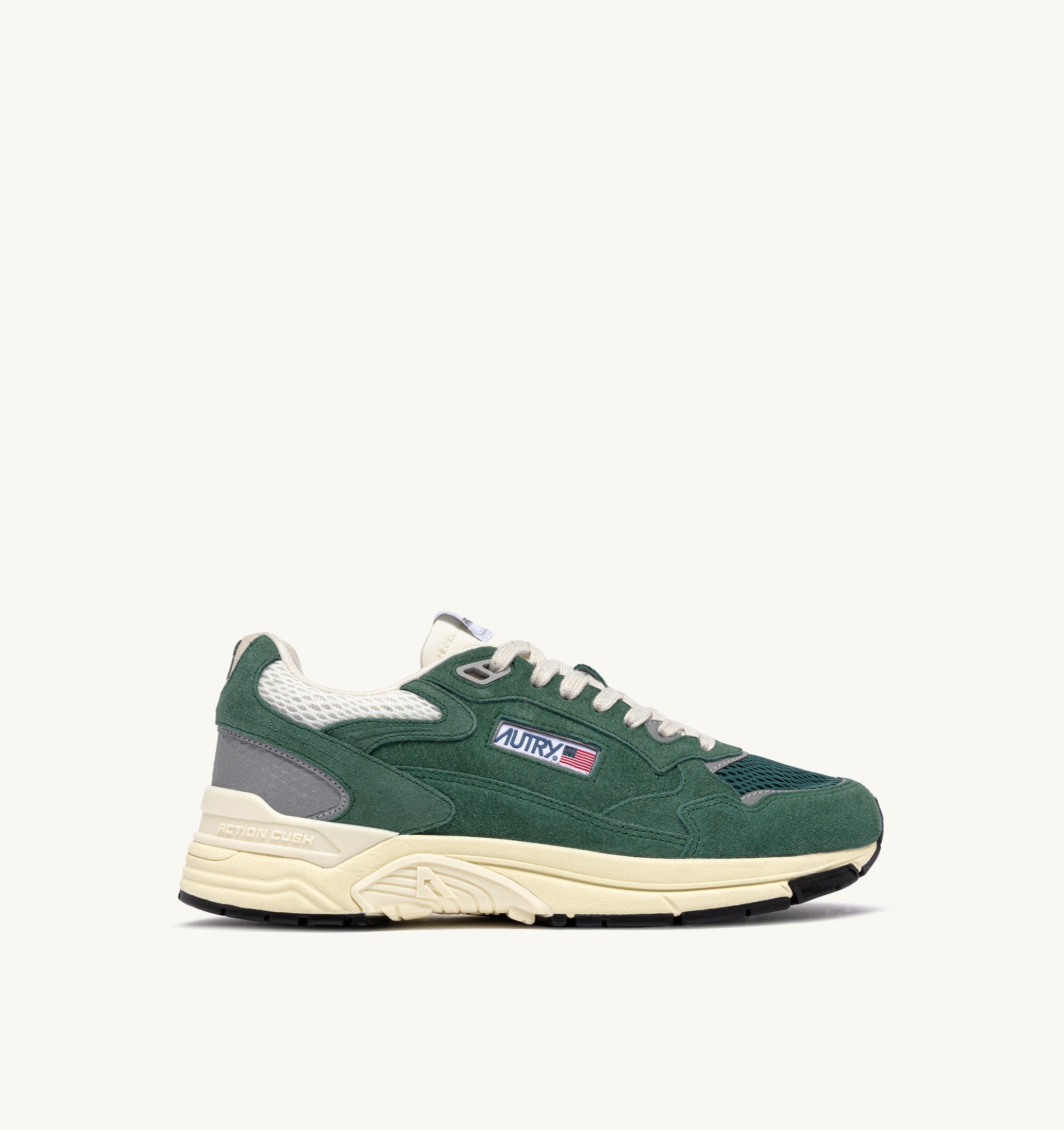 SNEAKERS HYPERWAY IN MESH E SUEDE MALACHITE E ARGENTO