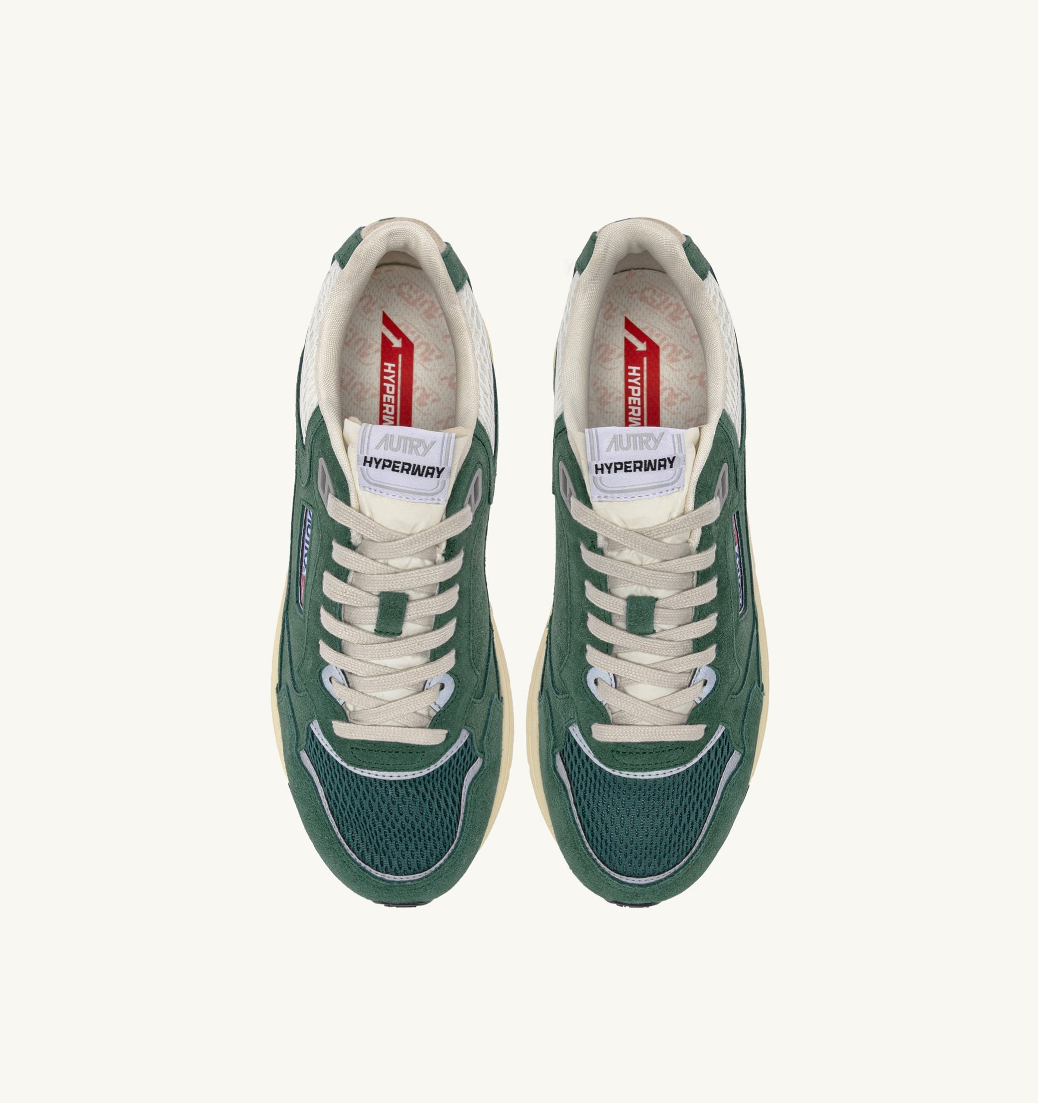 SNEAKERS HYPERWAY IN MESH E SUEDE MALACHITE E ARGENTO