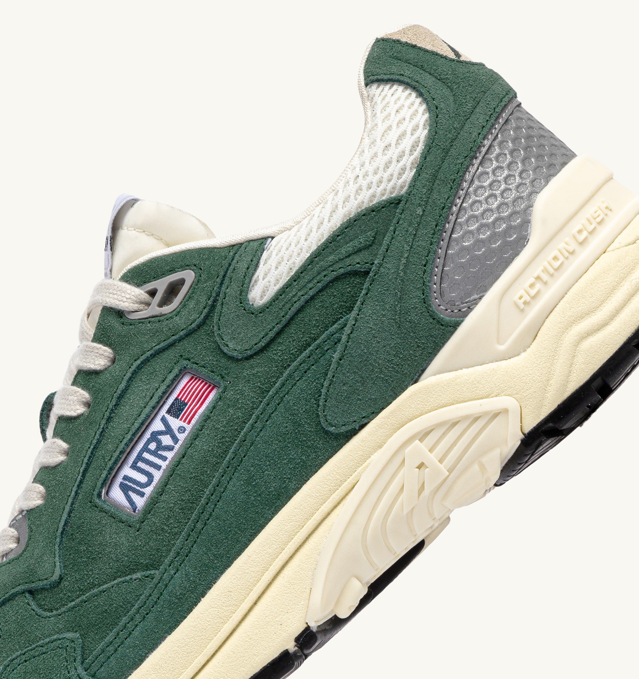 SNEAKERS HYPERWAY IN MESH E SUEDE MALACHITE E ARGENTO