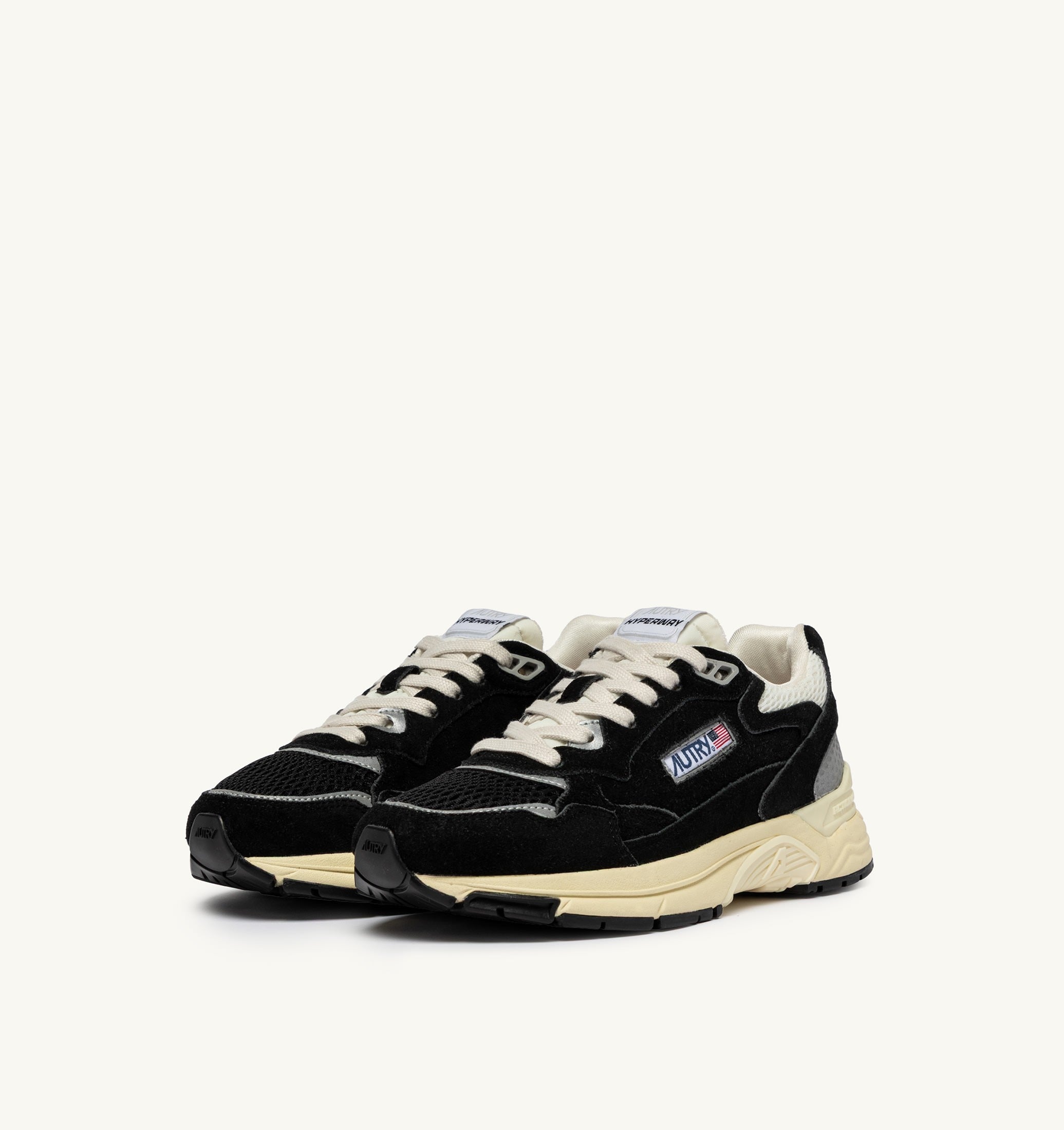 SNEAKERS HYPERWAY IN MESH E SUEDE NERO E ARGENTO