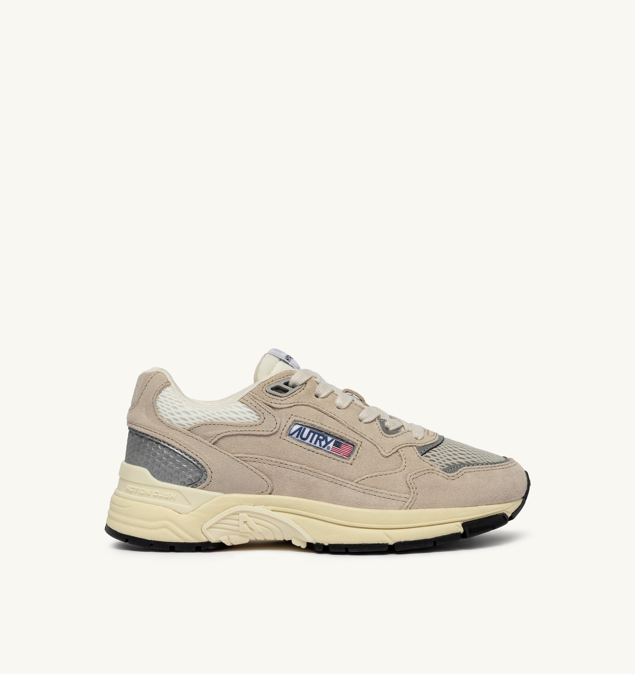 SNEAKERS HYPERWAY IN MESH E SUEDE SAND E ARGENTO