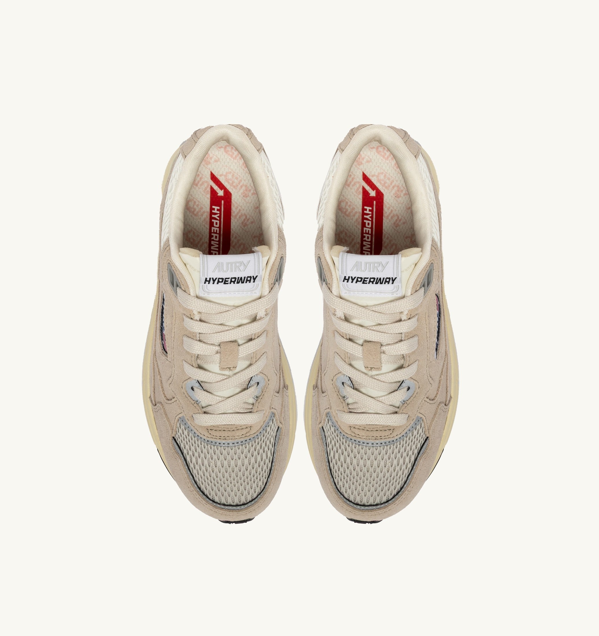 SNEAKERS HYPERWAY IN MESH E SUEDE SAND E ARGENTO