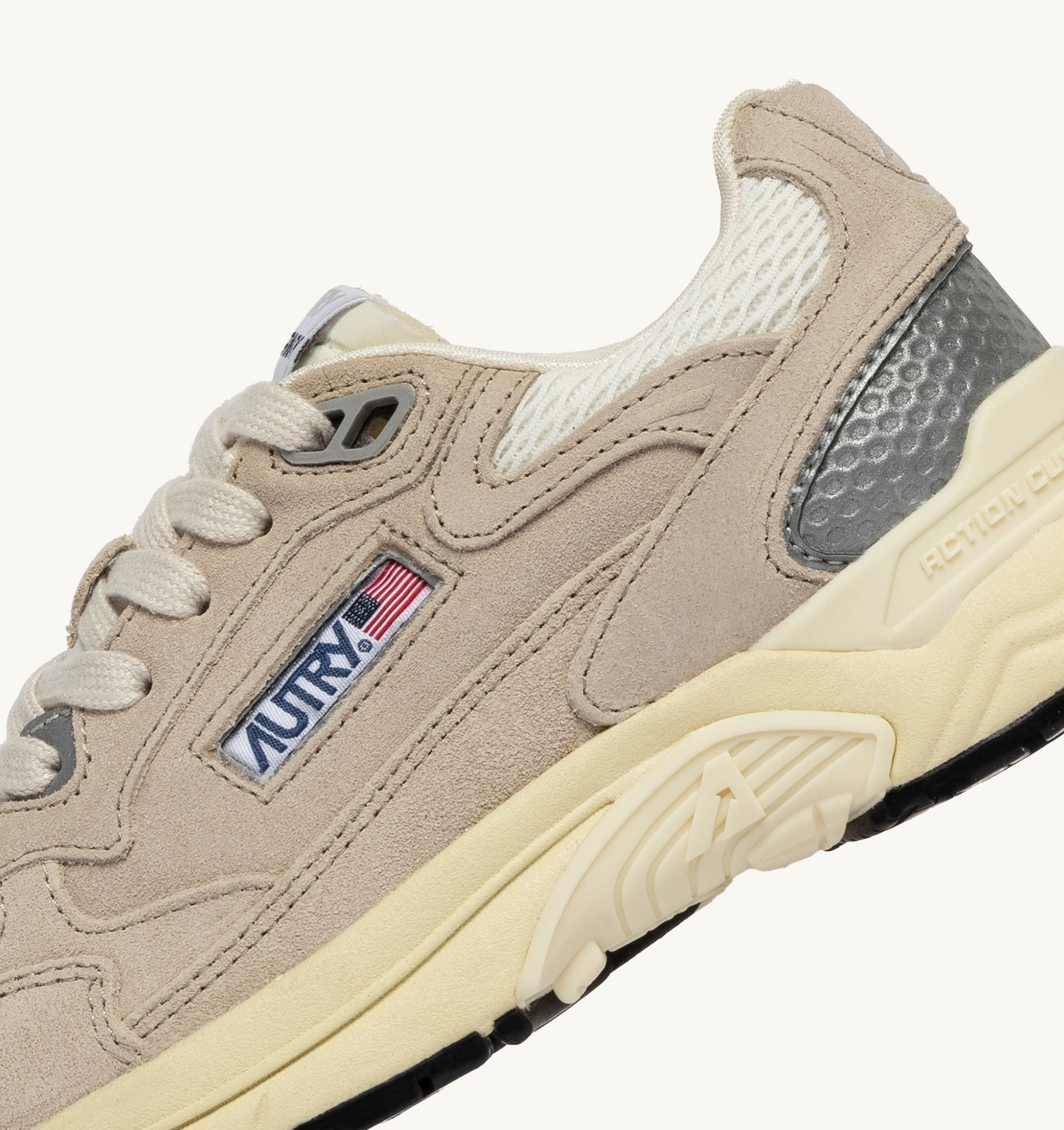 SNEAKERS HYPERWAY IN MESH E SUEDE SAND E ARGENTO