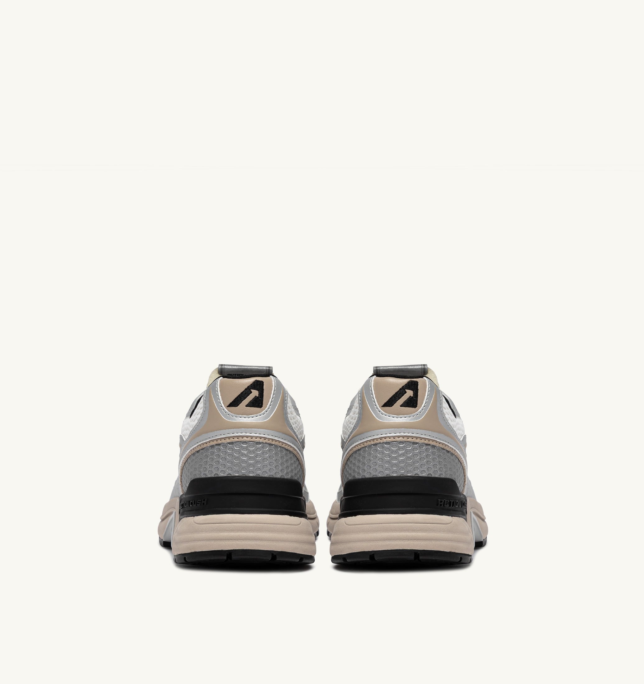 SNEAKERS HYPERWAY IN PELLE SINTETICA E MESH ARGENTO BIANCO E IRISH CREAM