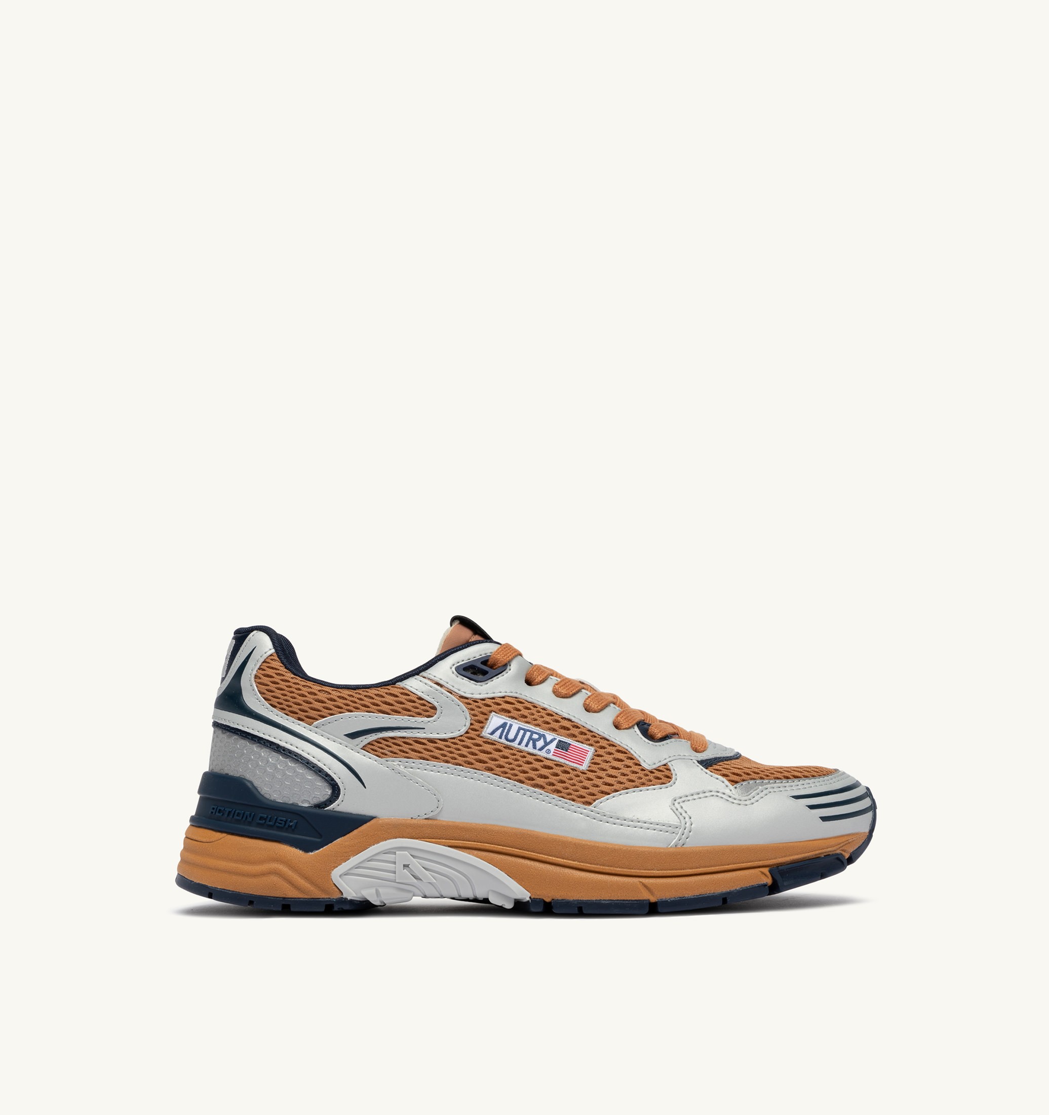 SNEAKERS HYPERWAY IN PELLE SINTETICA E MESH ARGENTO BISCUIT E SPACE