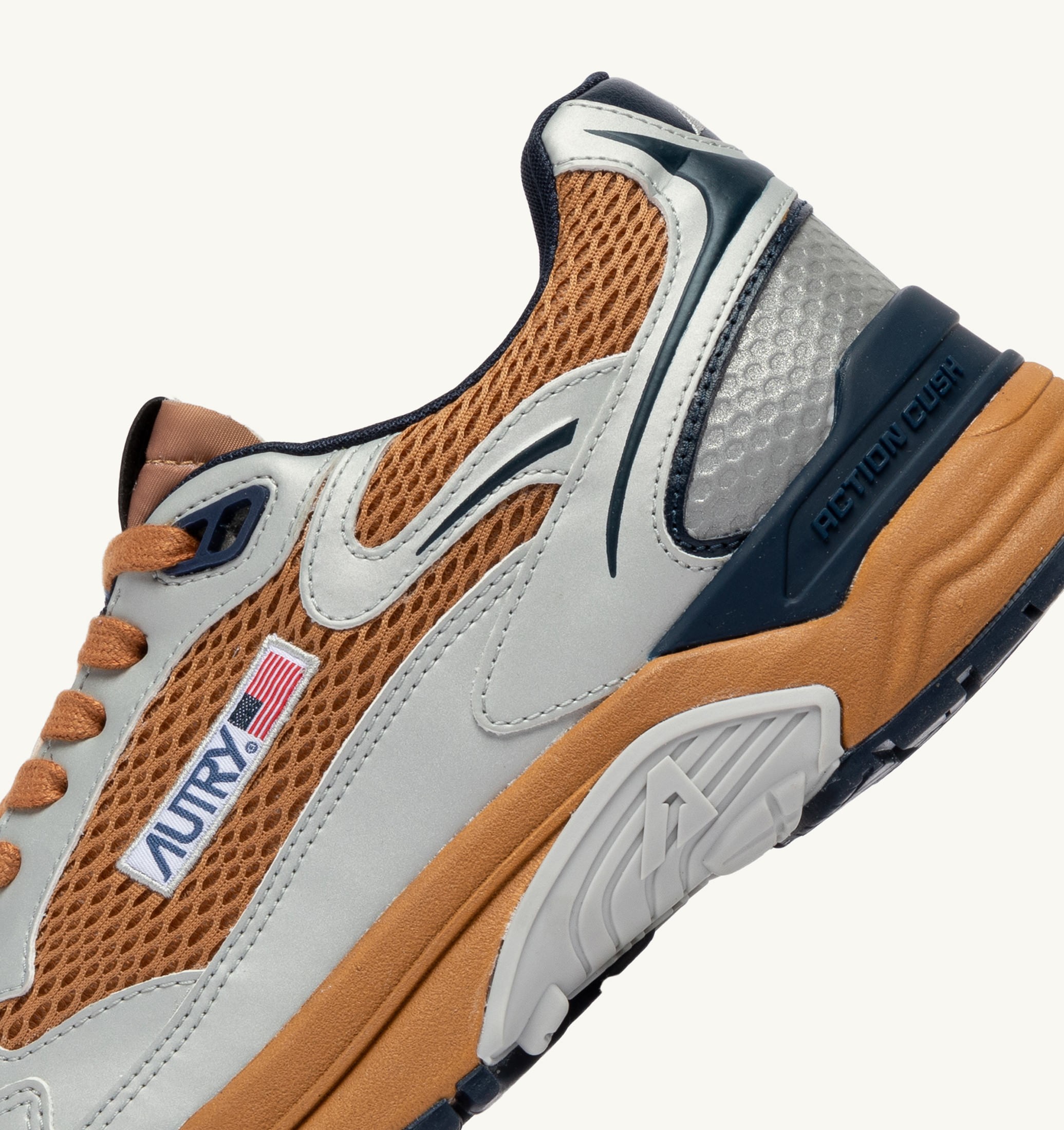 SNEAKERS HYPERWAY IN PELLE SINTETICA E MESH ARGENTO BISCUIT E SPACE