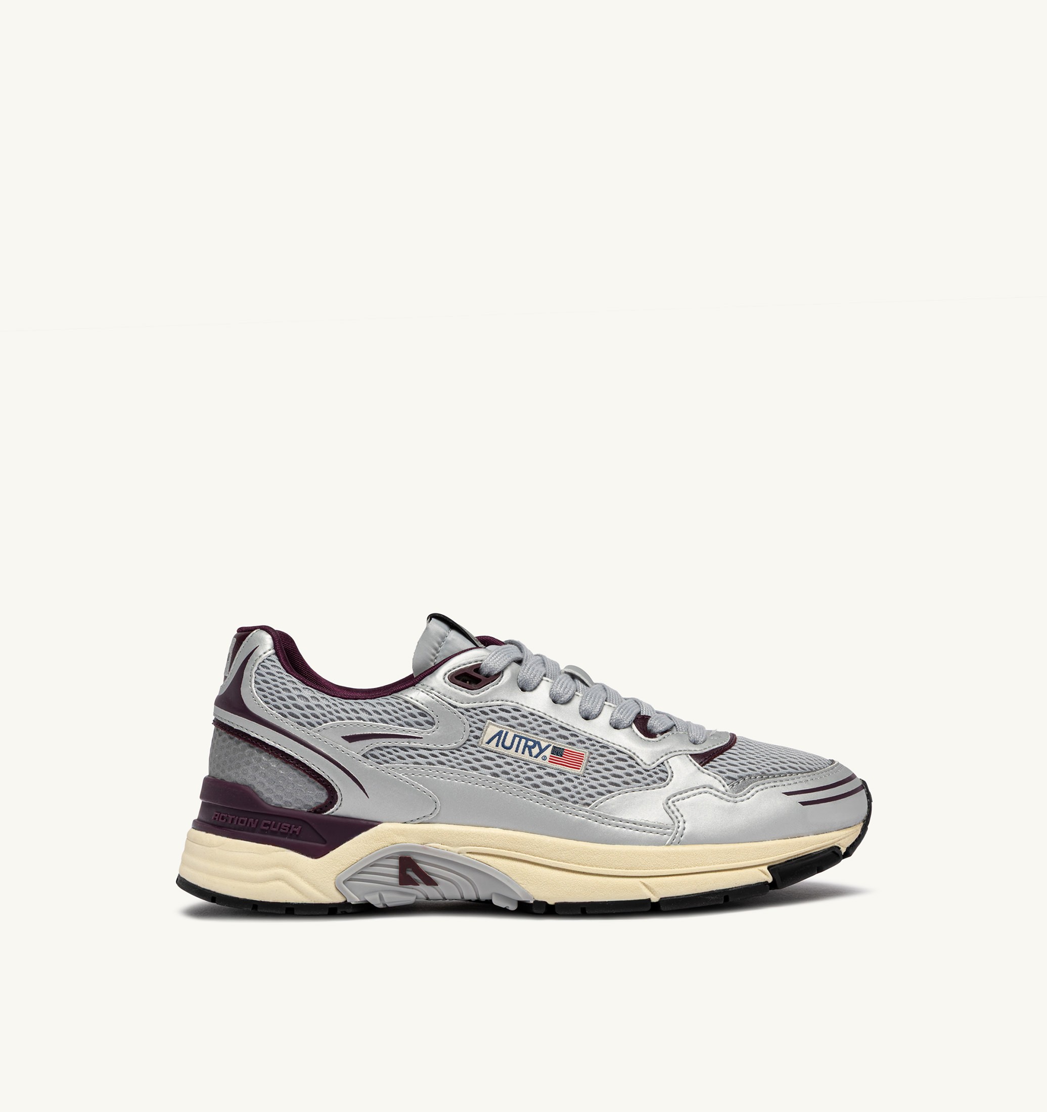 SNEAKERS HYPERWAY IN PELLE SINTETICA E MESH ARGENTO HARBOR MIST E FIG