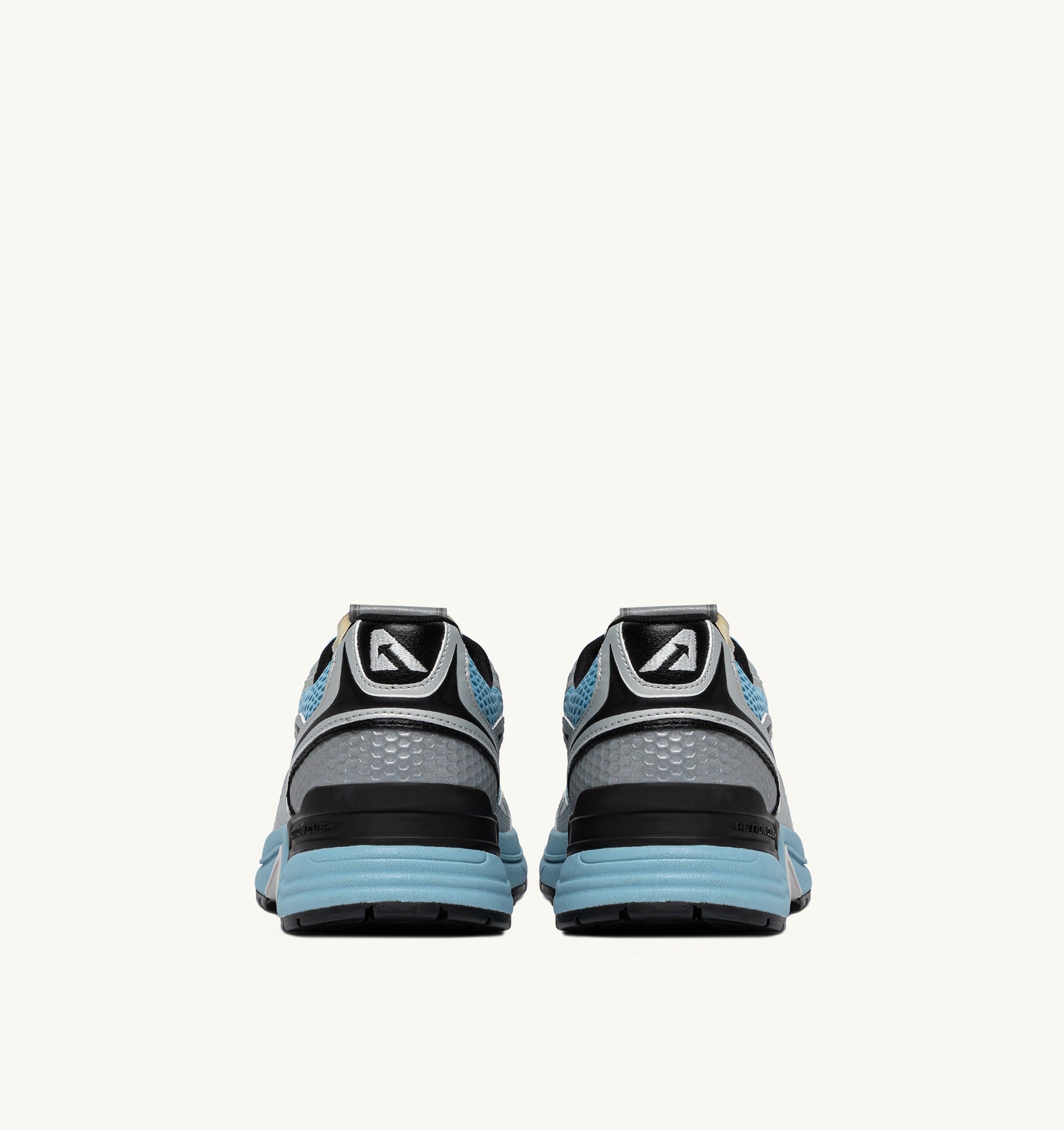 SNEAKERS HYPERWAY IN PELLE SINTETICA E MESH ARGENTO NERO E FORGET ME NOT