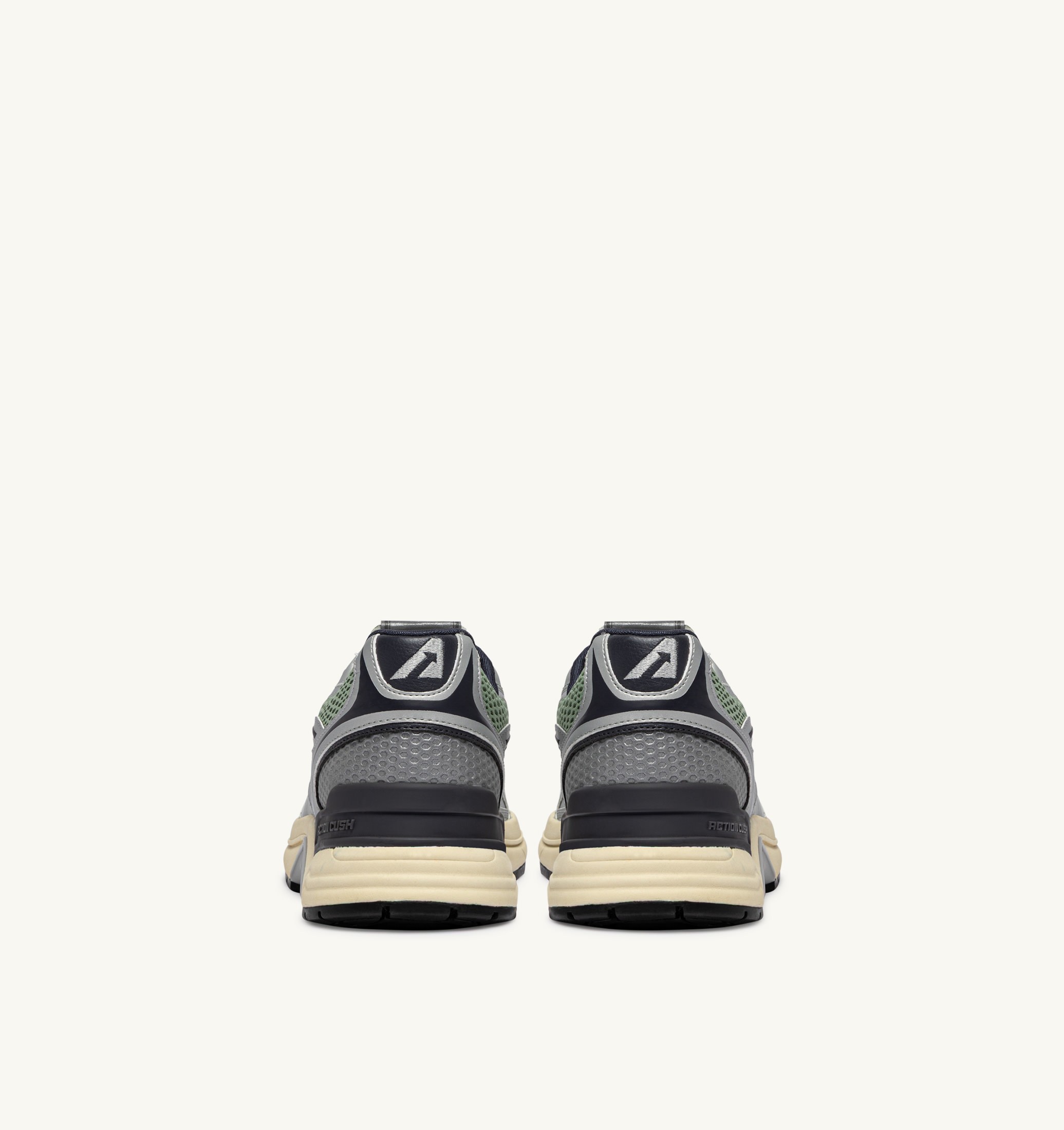 SNEAKERS HYPERWAY IN PELLE SINTETICA E MESH ARGENTO TEA E BLAKENED PEARL