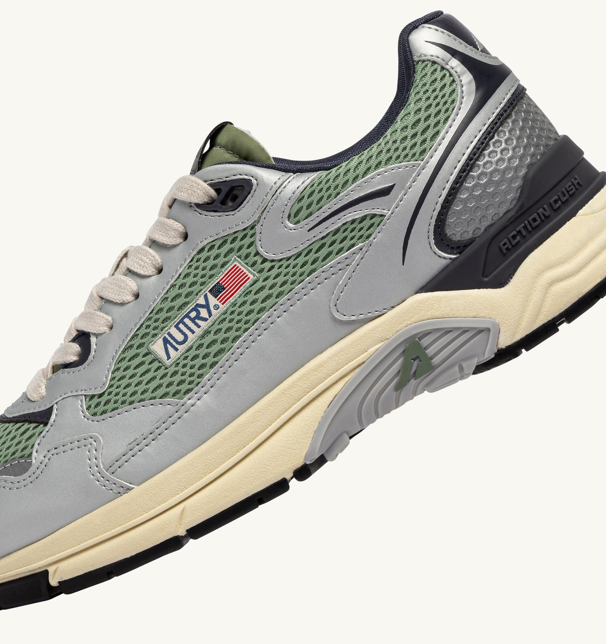 SNEAKERS HYPERWAY IN PELLE SINTETICA E MESH ARGENTO TEA E BLAKENED PEARL