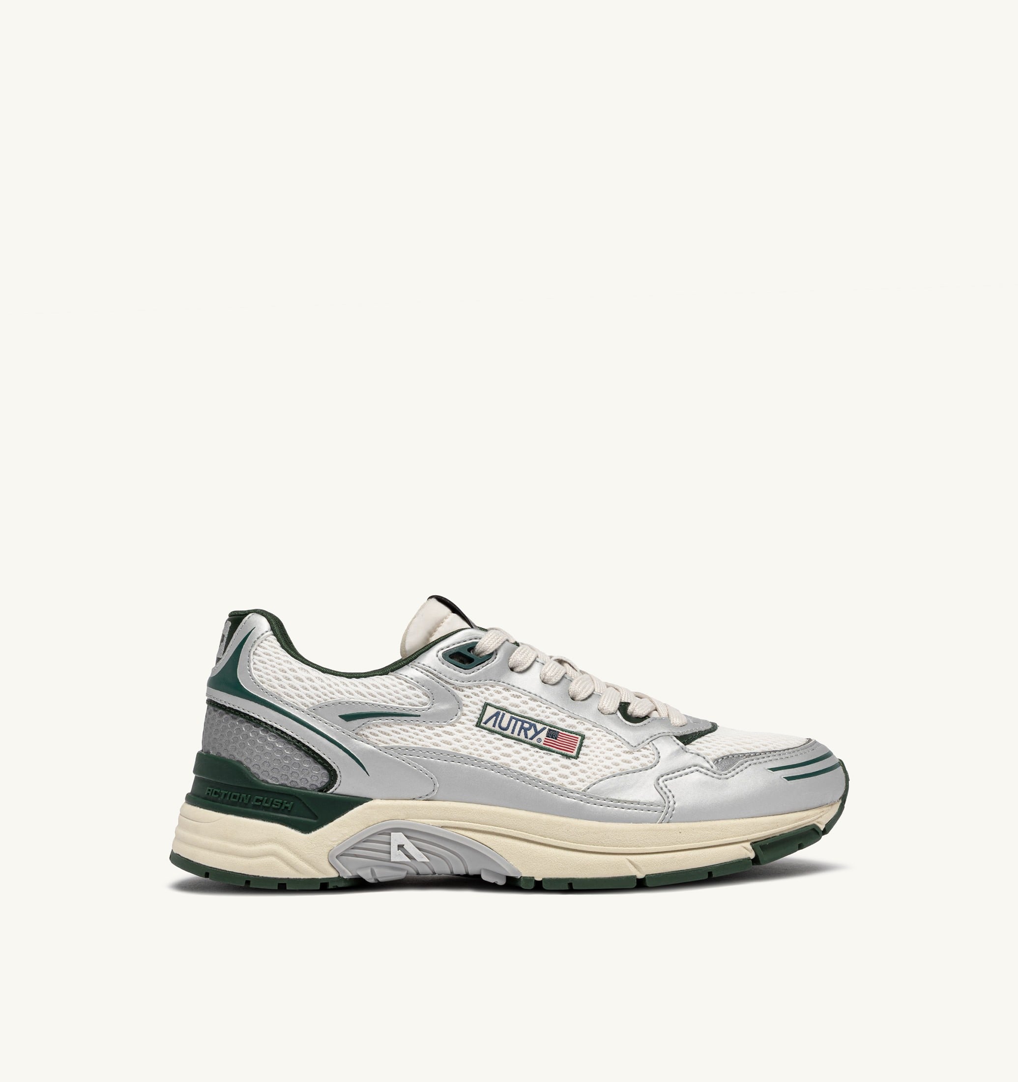 SNEAKERS HYPERWAY IN PELLE SINTETICA E MESH ARGENTO WHISPER WHITE E MOUNTAIN