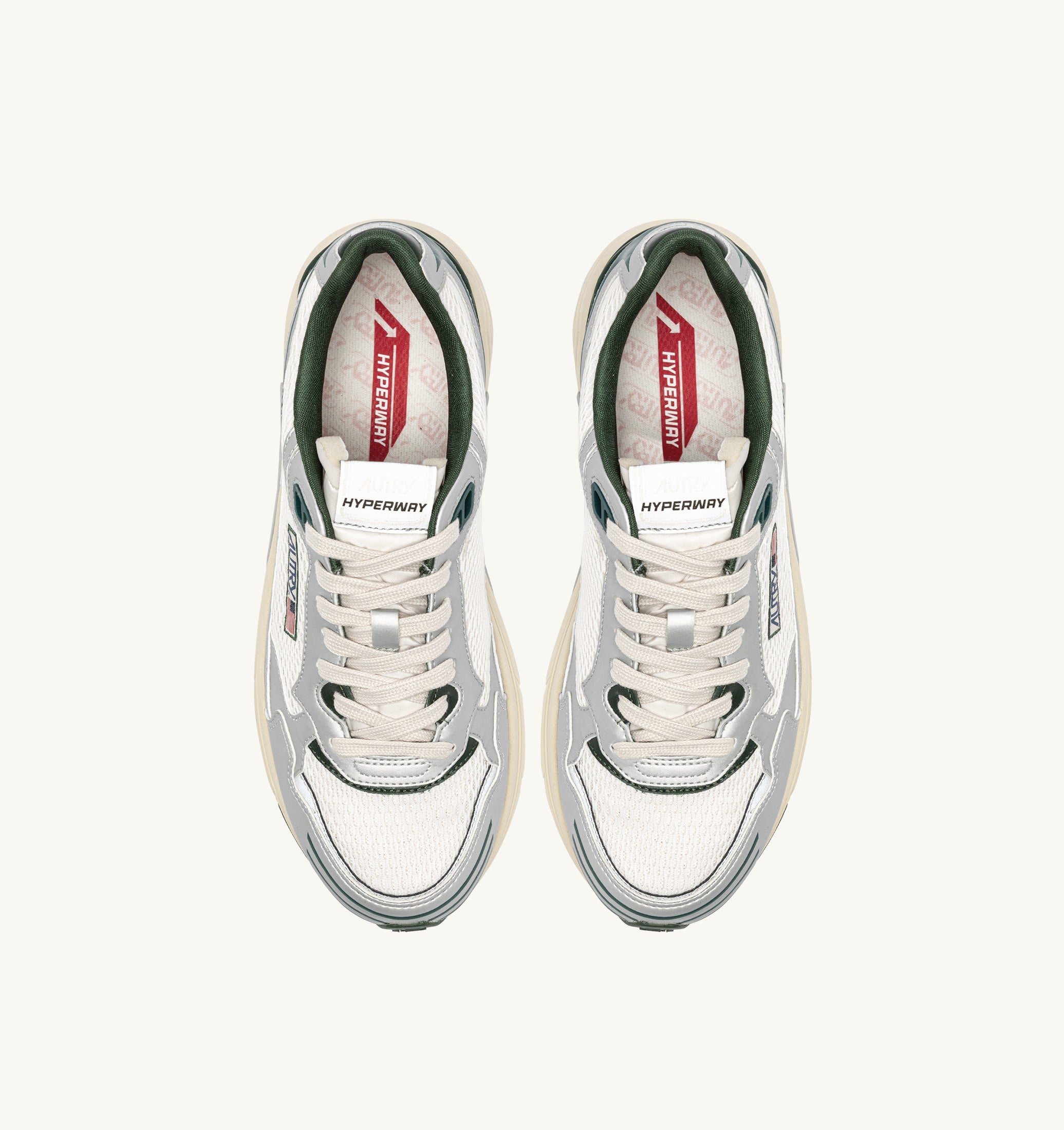 SNEAKERS HYPERWAY IN PELLE SINTETICA E MESH ARGENTO WHISPER WHITE E MOUNTAIN