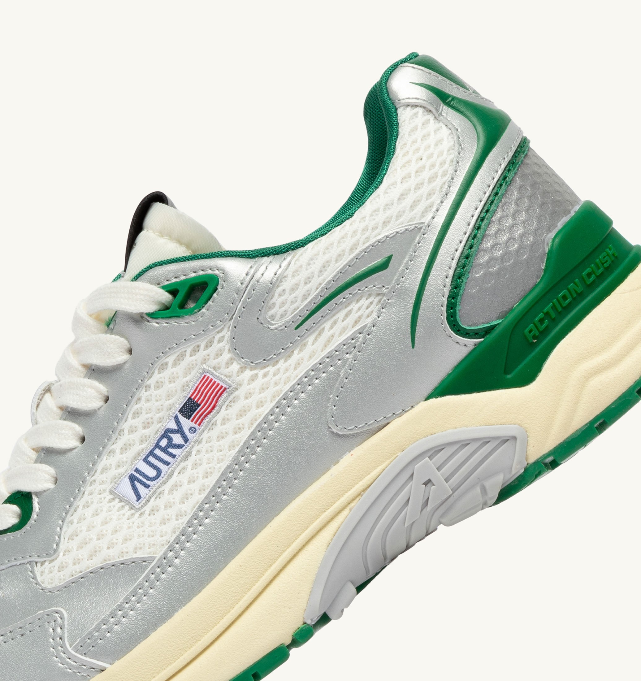 SNEAKERS HYPERWAY IN PELLE SINTETICA E MESH BIANCO ARGENTO E AMAZON