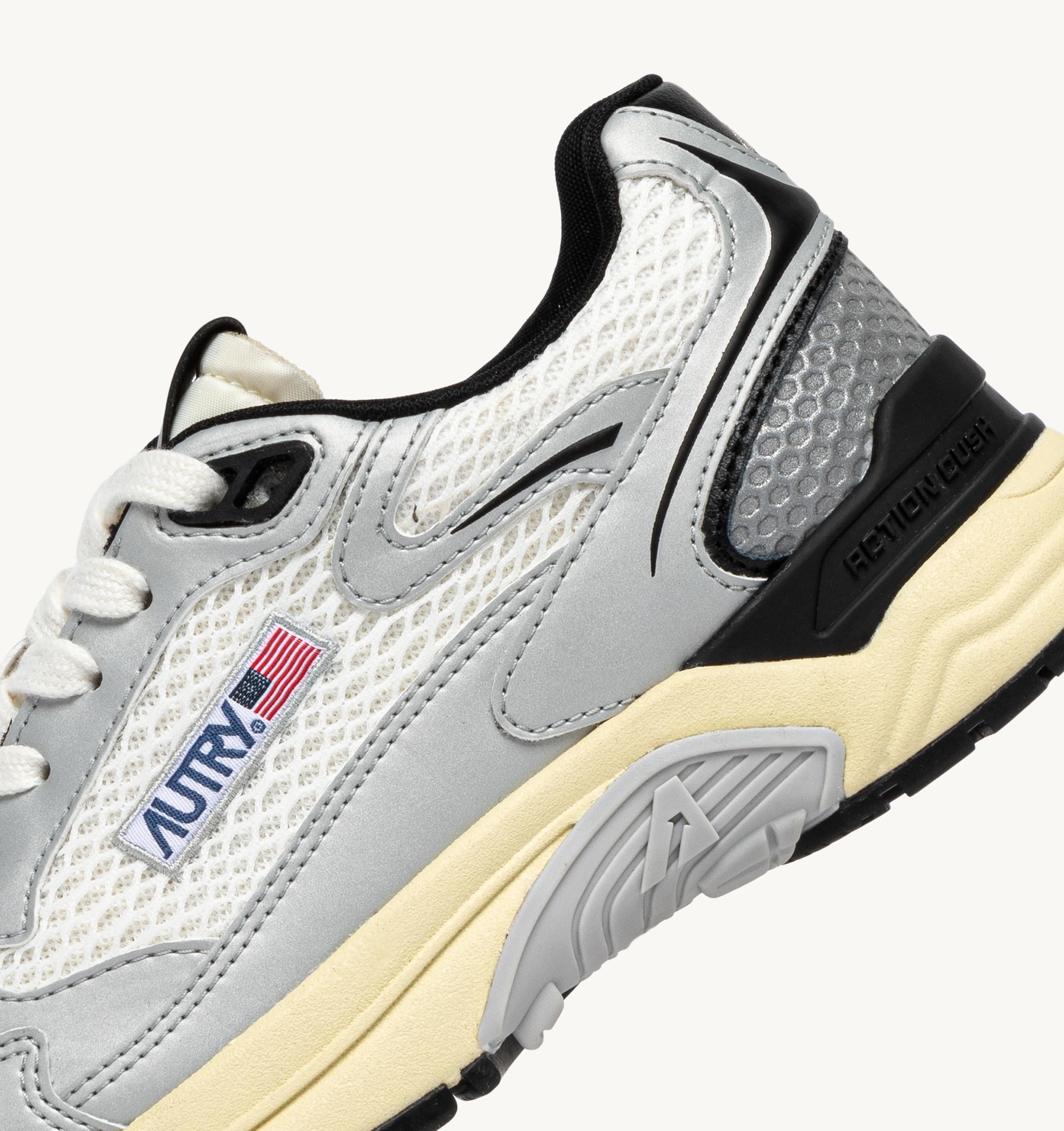 SNEAKERS HYPERWAY IN PELLE SINTETICA E MESH BIANCO ARGENTO E NERO
