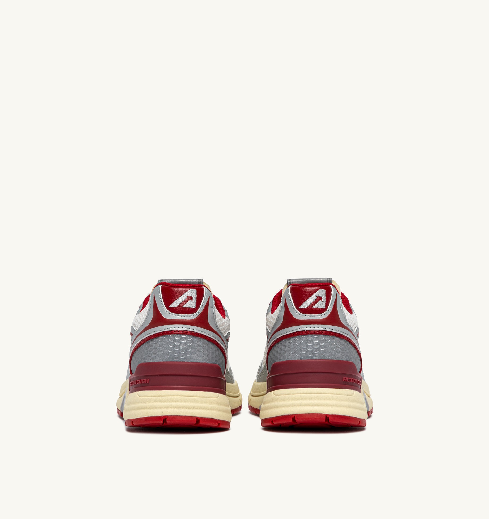 SNEAKERS HYPERWAY IN PELLE SINTETICA E MESH BIANCO ARGENTO E ROSSO