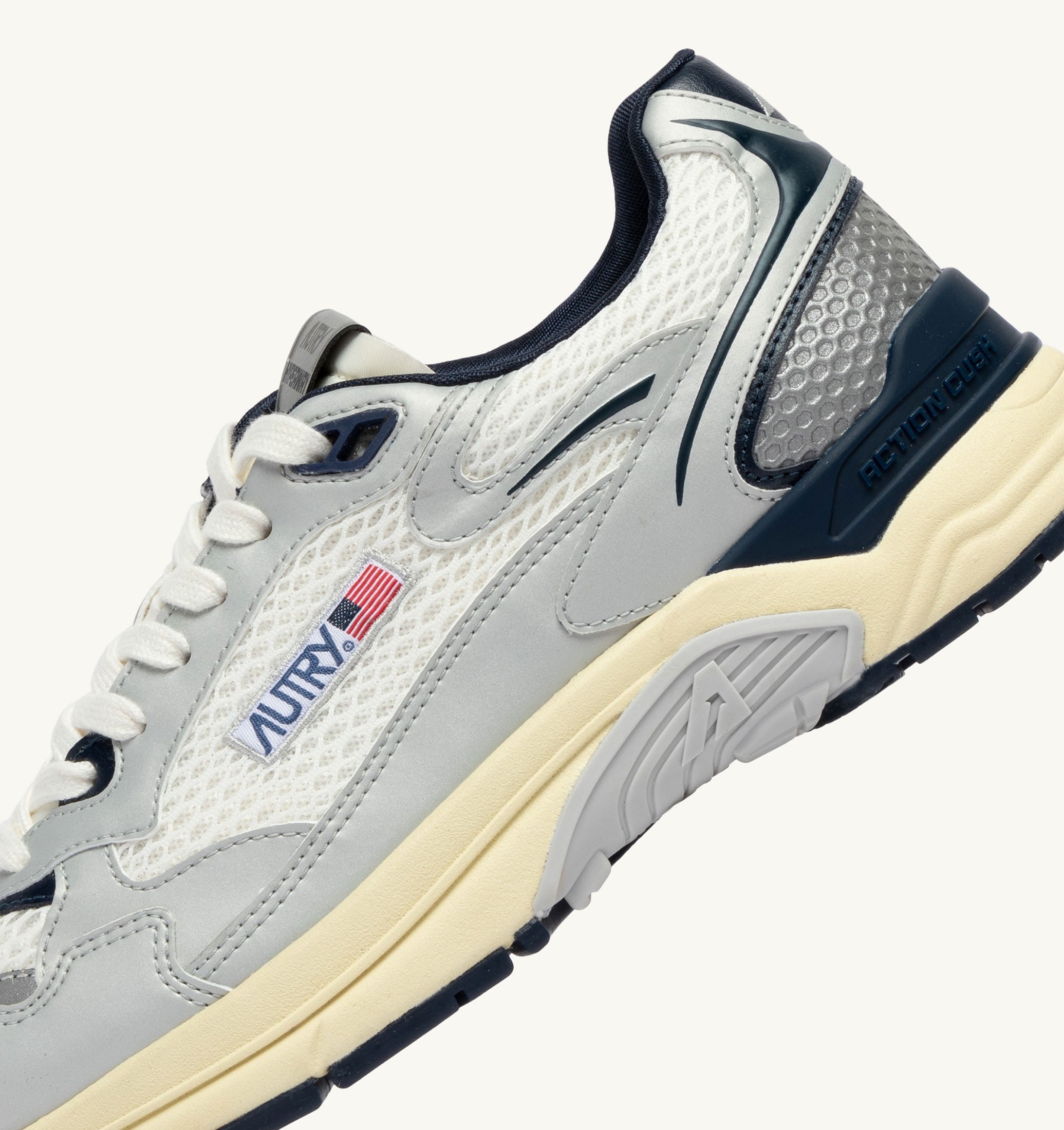 SNEAKERS HYPERWAY IN PELLE SINTETICA E MESH BIANCO ARGENTO E SPACE