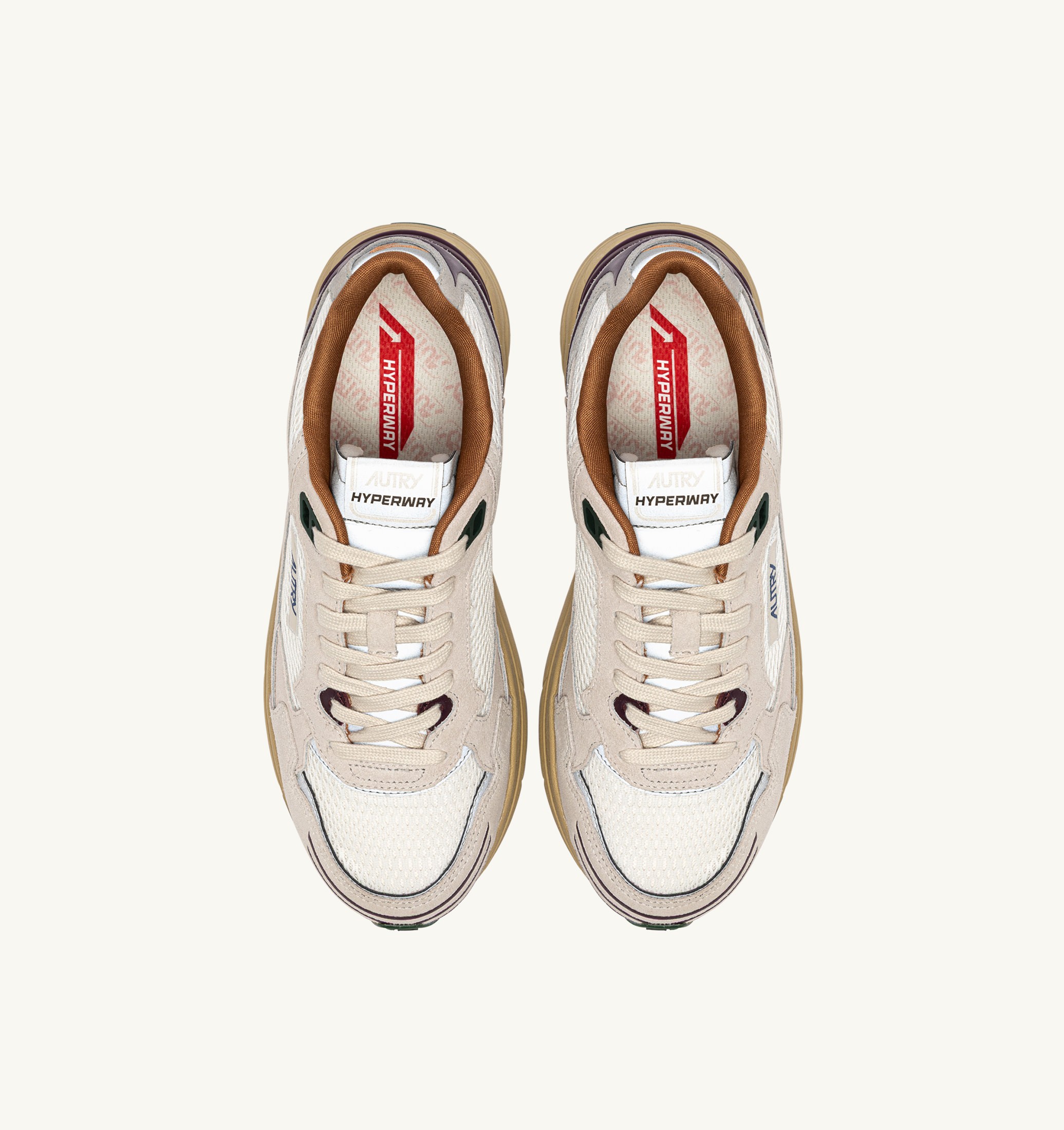 SNEAKERS HYPERWAY IN SUEDE E MESH BIANCO E FIG