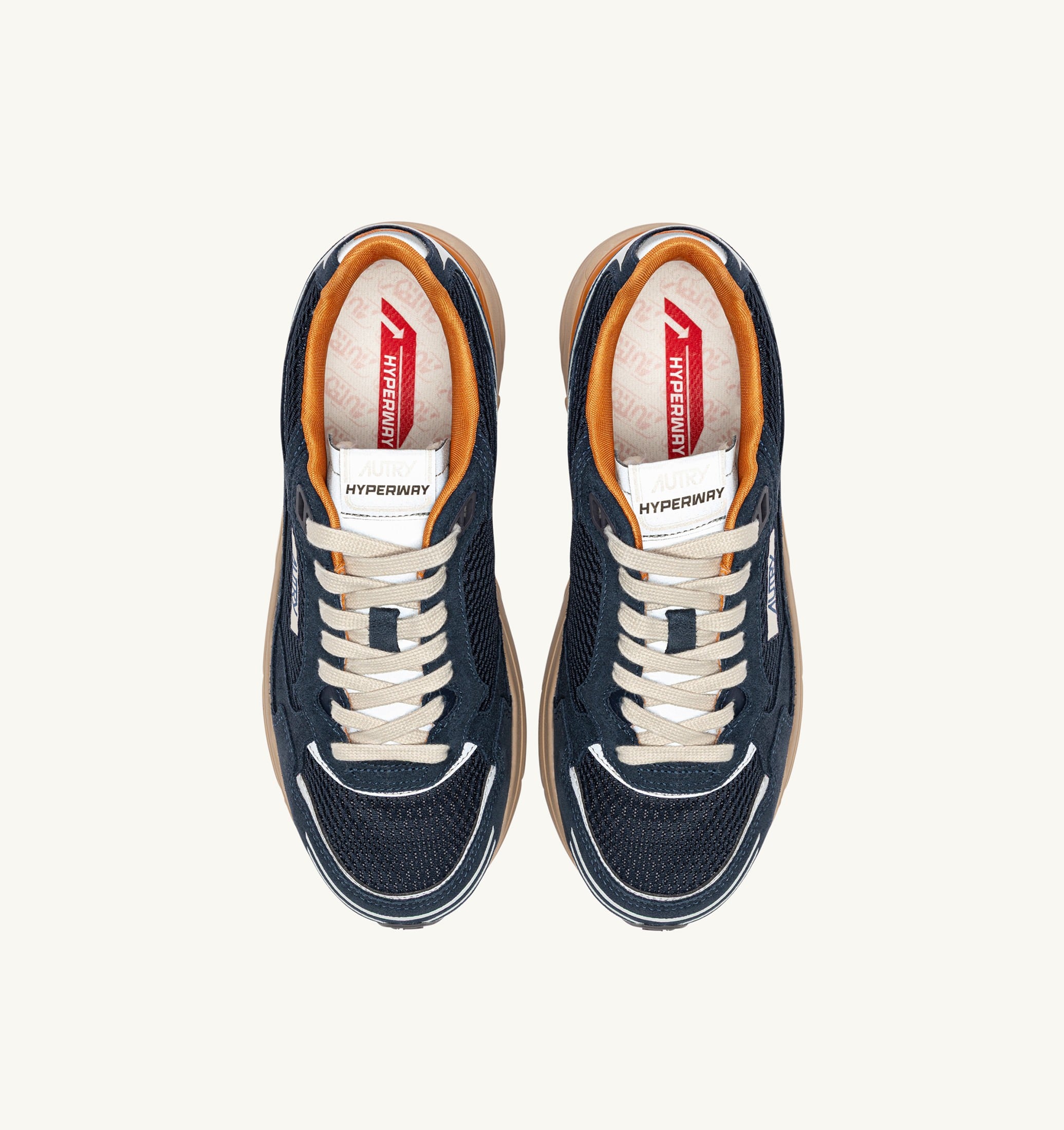 SNEAKERS HYPERWAY IN SUEDE E MESH MIDNIGHT E TOMATO CREAM