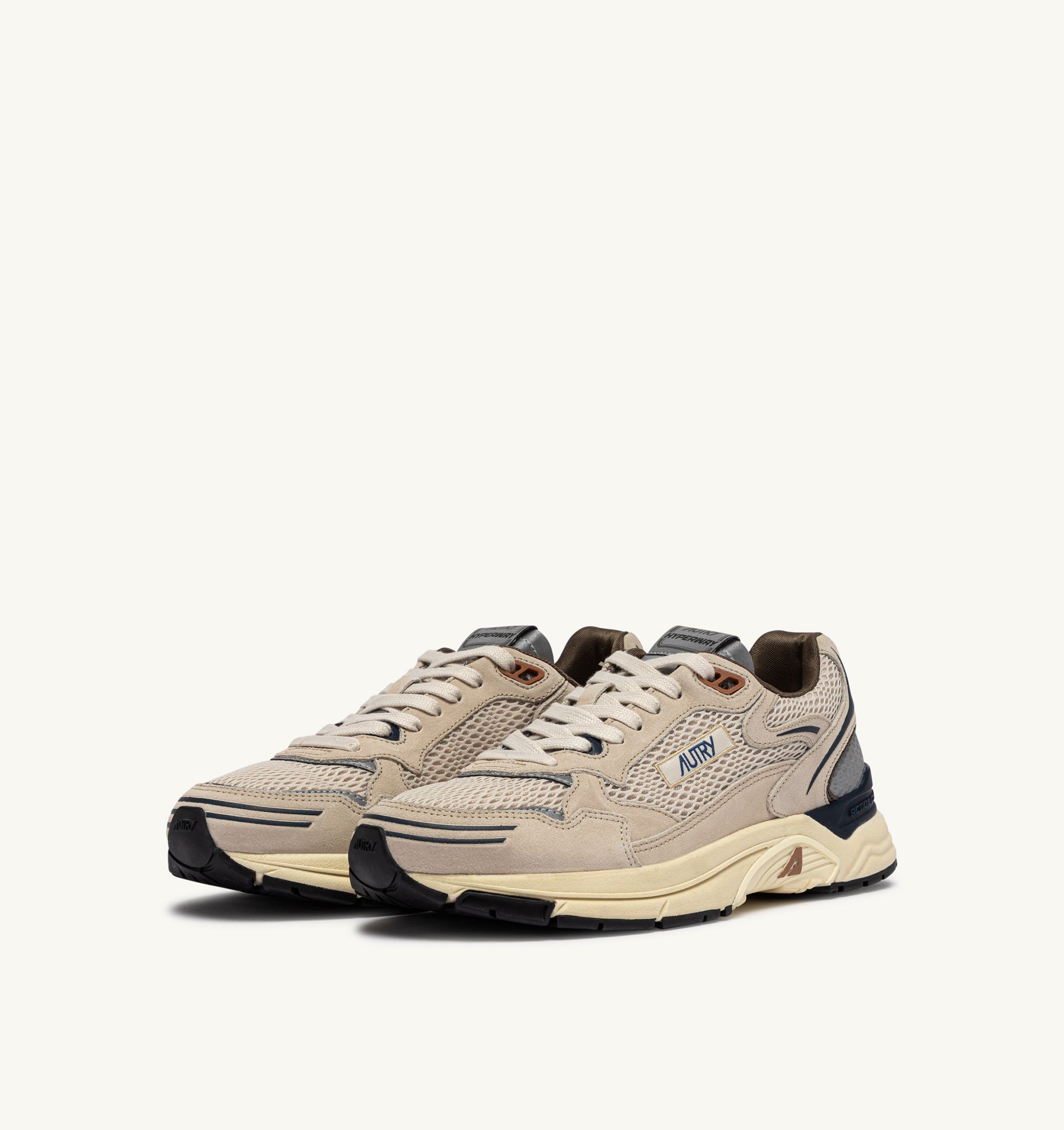 SNEAKERS HYPERWAY IN SUEDE E MESH SAND E SPA BLUE
