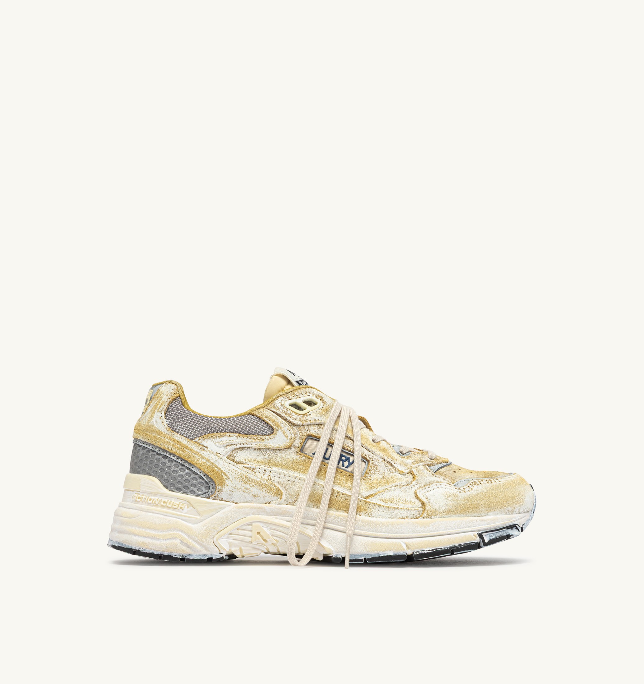 SNEAKERS HYPERWAY SUPER VINTAGE IN SUEDE GIALLO E ARGENTO
