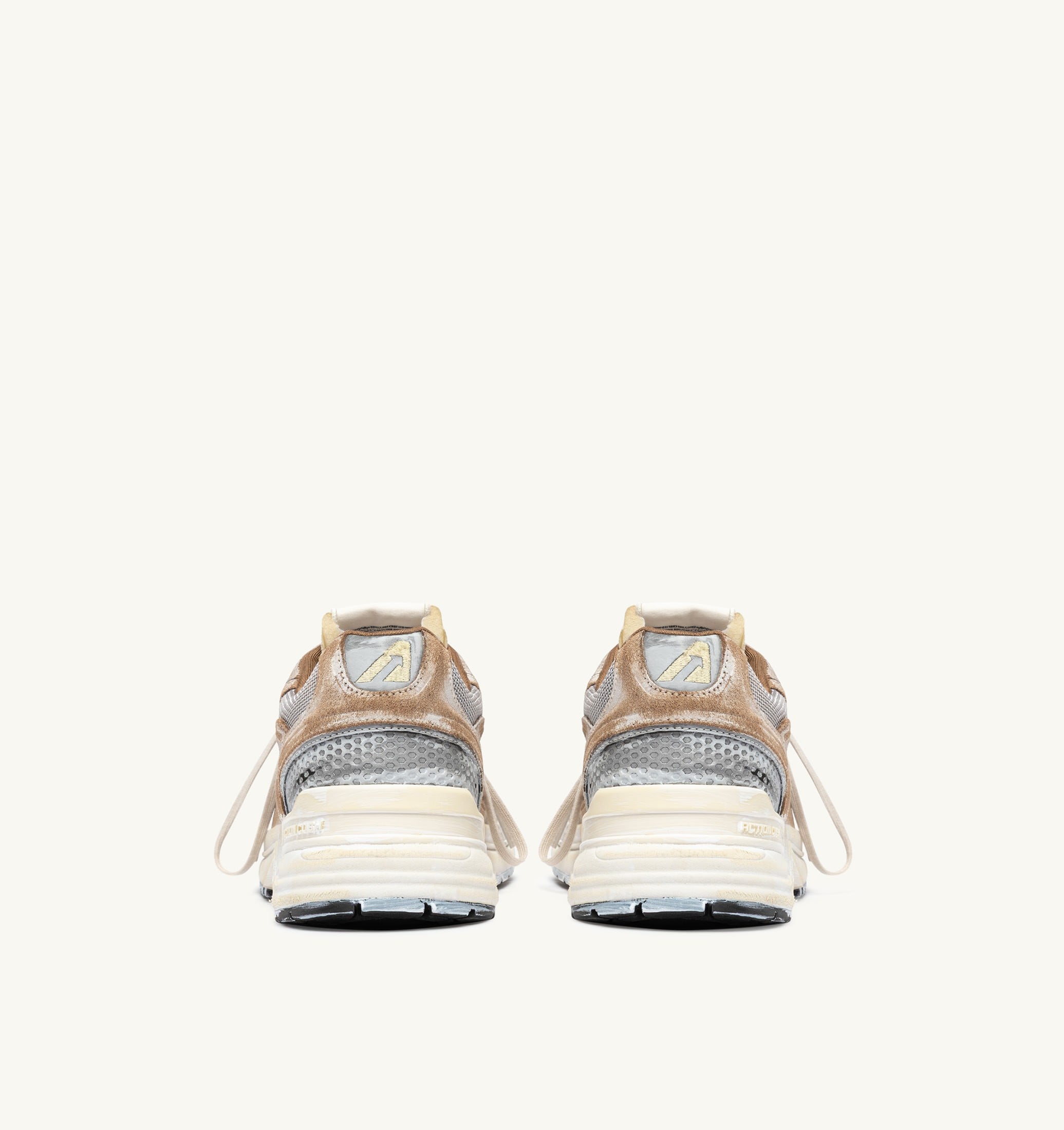 SNEAKERS HYPERWAY SUPER VINTAGE IN SUEDE MILKSHAKE E ARGENTO