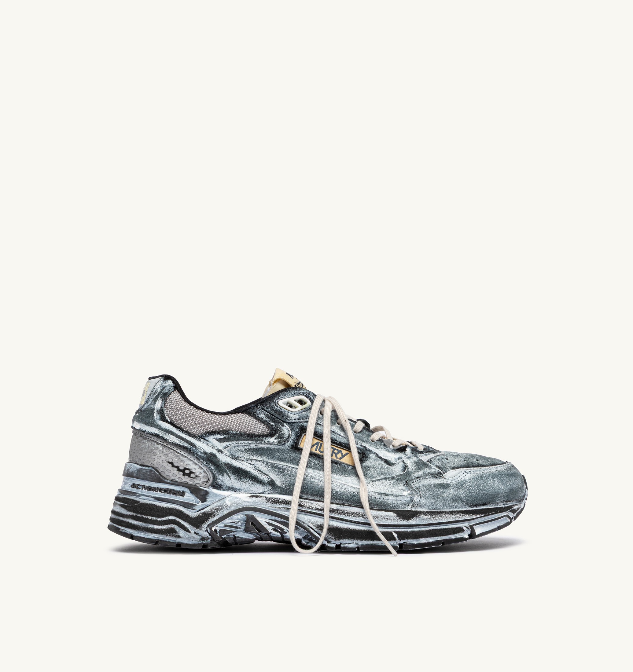 SNEAKERS HYPERWAY SUPER VINTAGE IN SUEDE NERO E ARGENTO